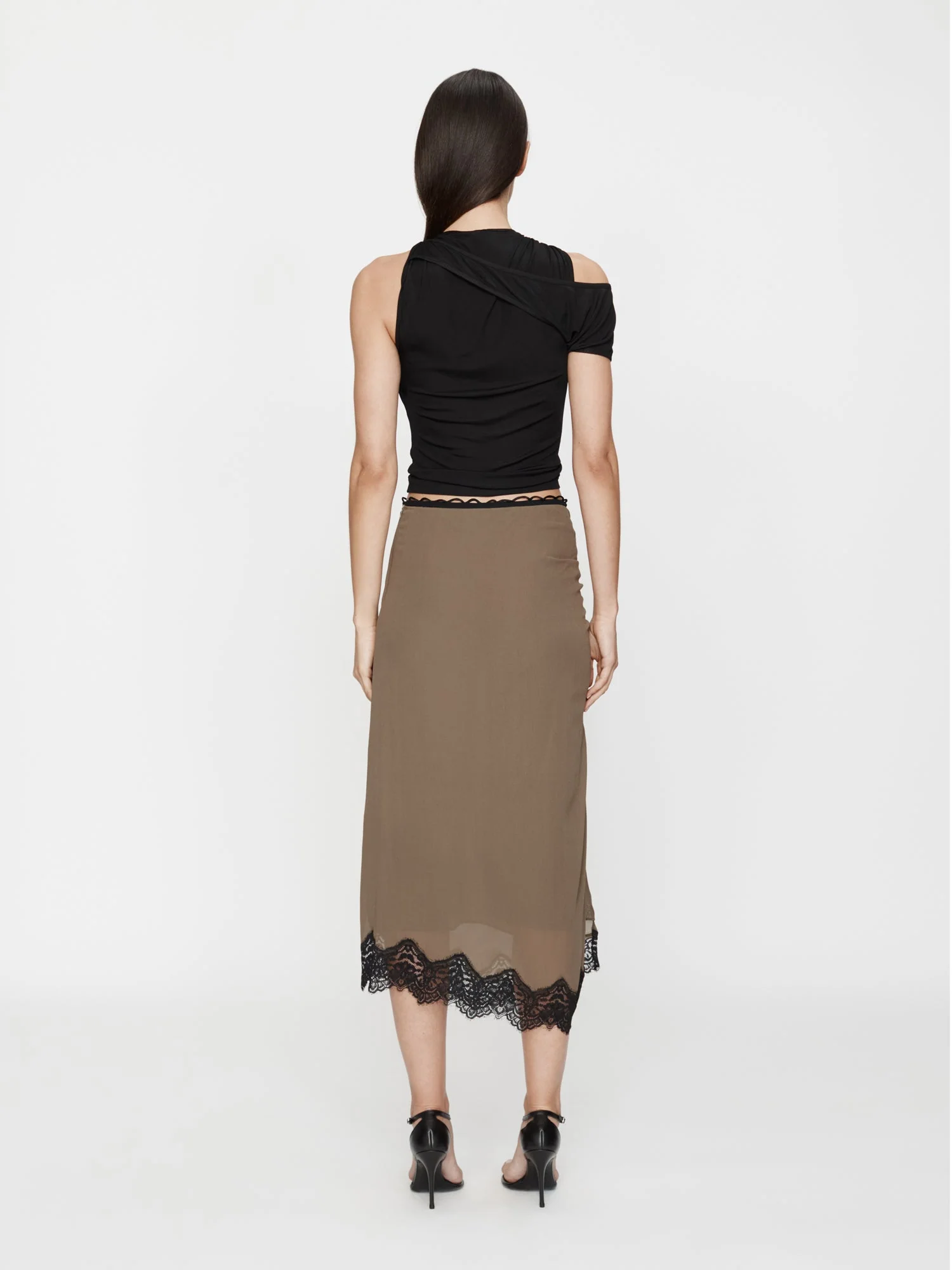 Christopher Esber - Crimped Lace Gathered Silk Skirt - Image 2