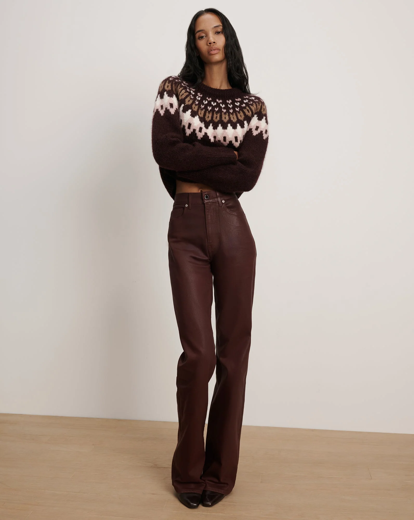 Veronica Beard - Crosbie Coated Slim Wide - Leg Jean