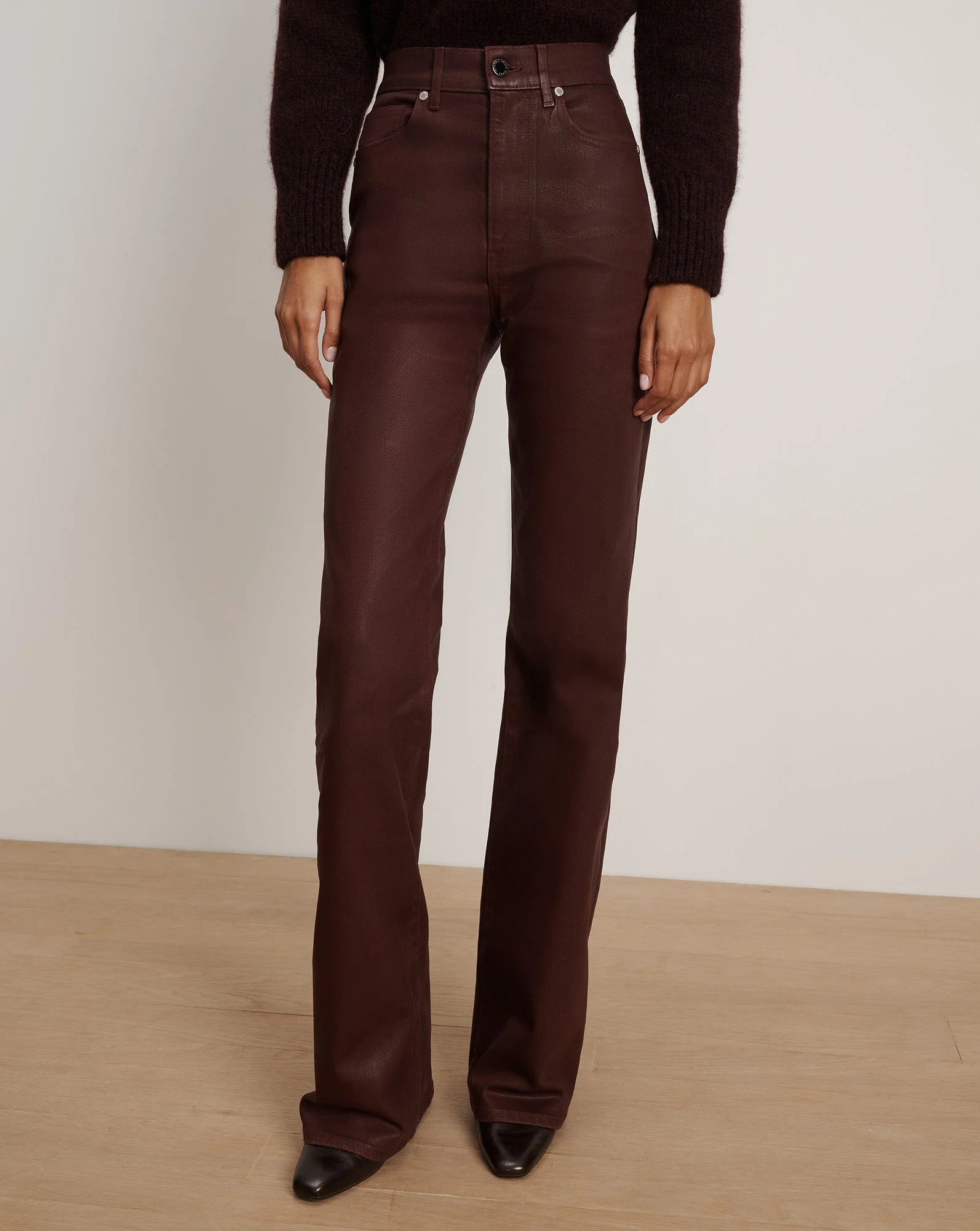 Veronica Beard - Crosbie Coated Slim Wide - Leg Jean - Image 2