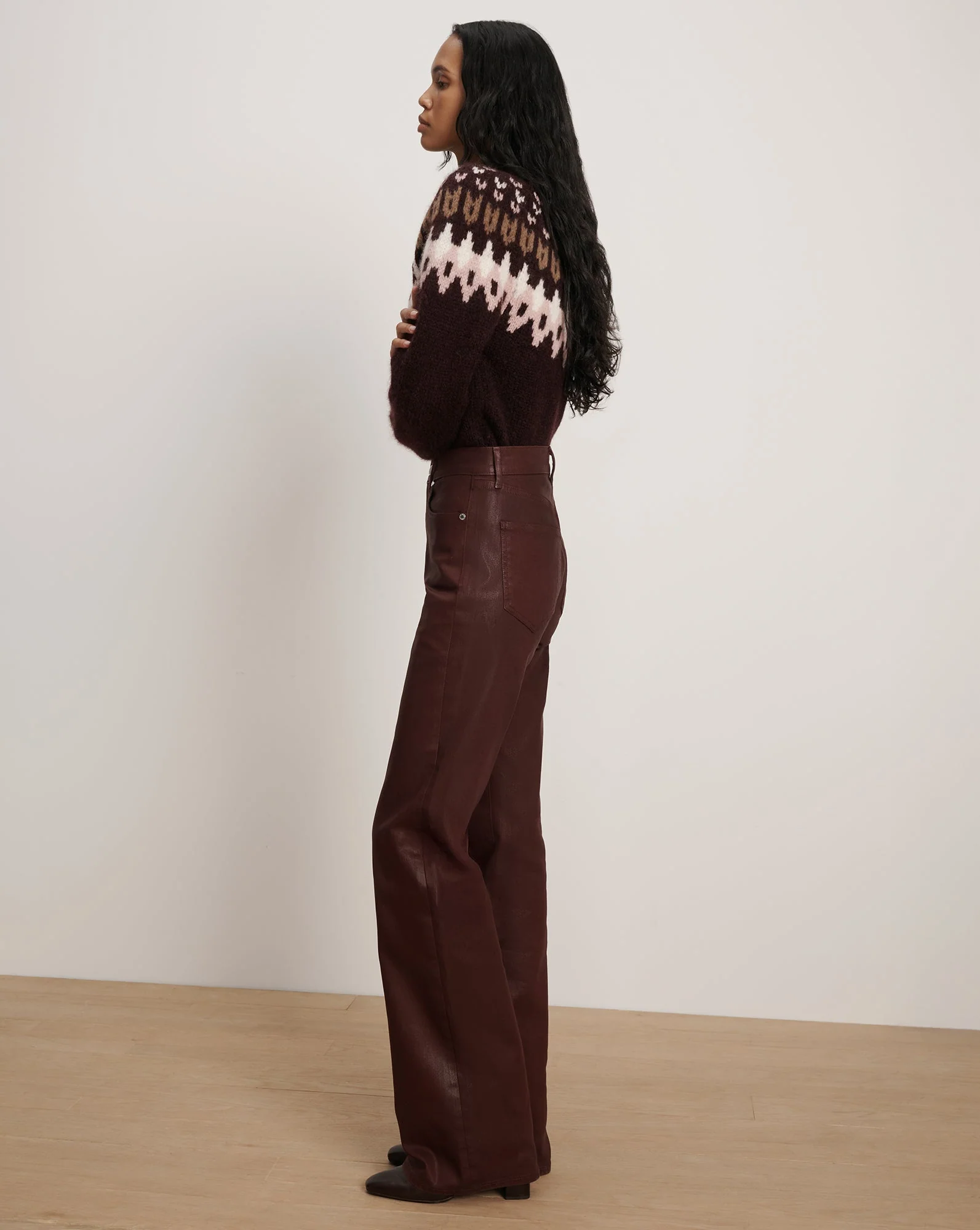 Veronica Beard - Crosbie Coated Slim Wide - Leg Jean - Image 3