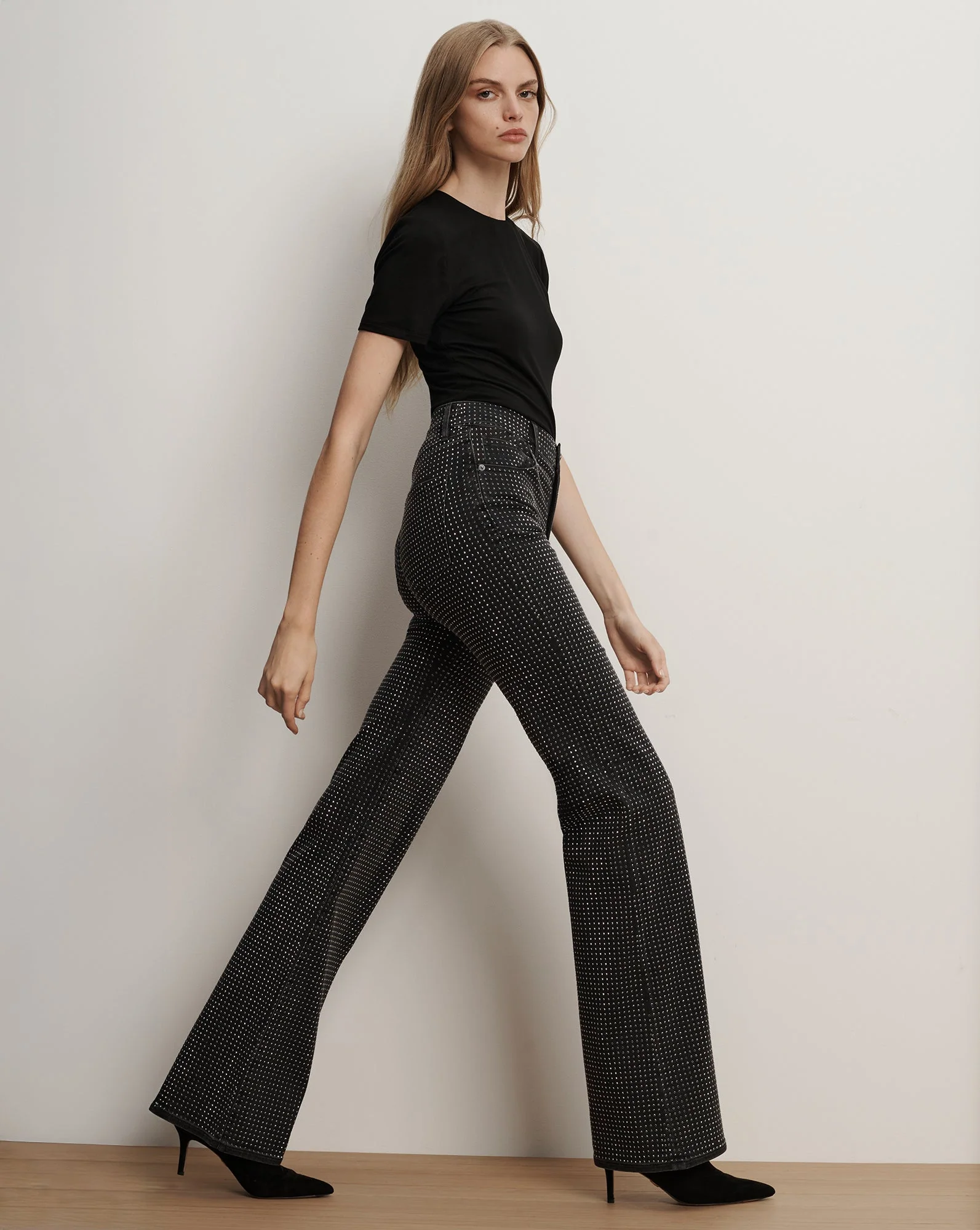 Veronica Beard - Crosbie Rhinestone Slim Wide - Leg Jean - Image 3