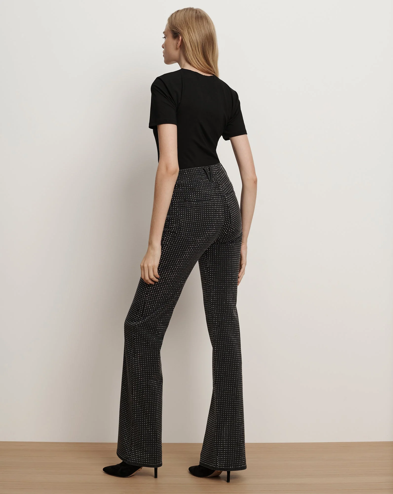 Veronica Beard - Crosbie Rhinestone Slim Wide - Leg Jean - Image 5