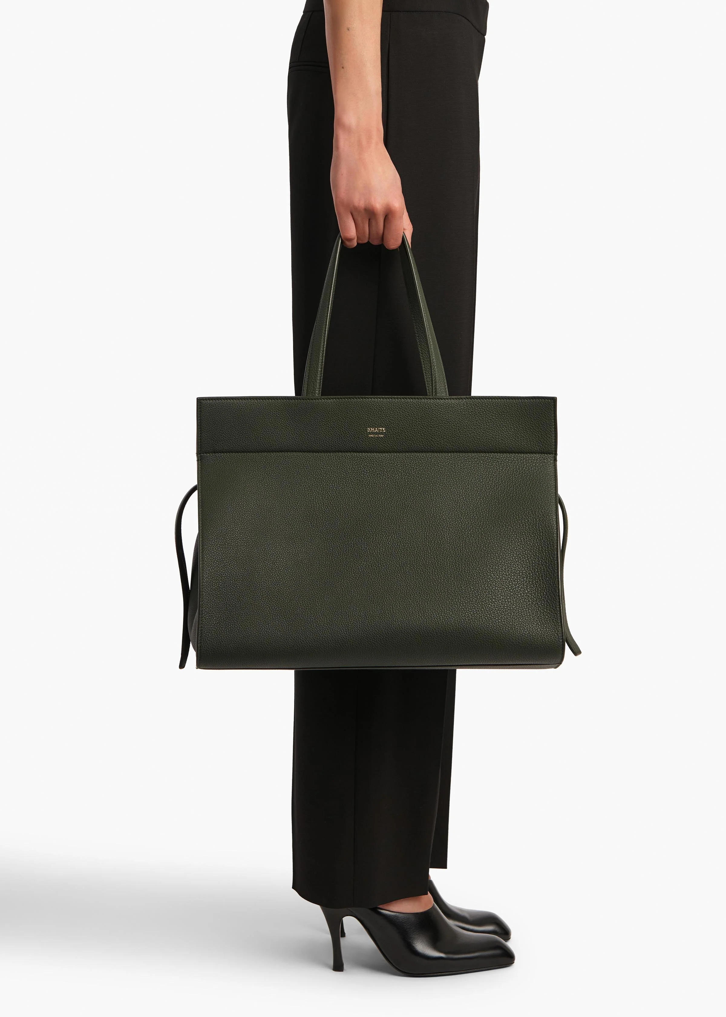 Khaite - Crosby Bag in Bottle Green Pebbled Leather - Image 11