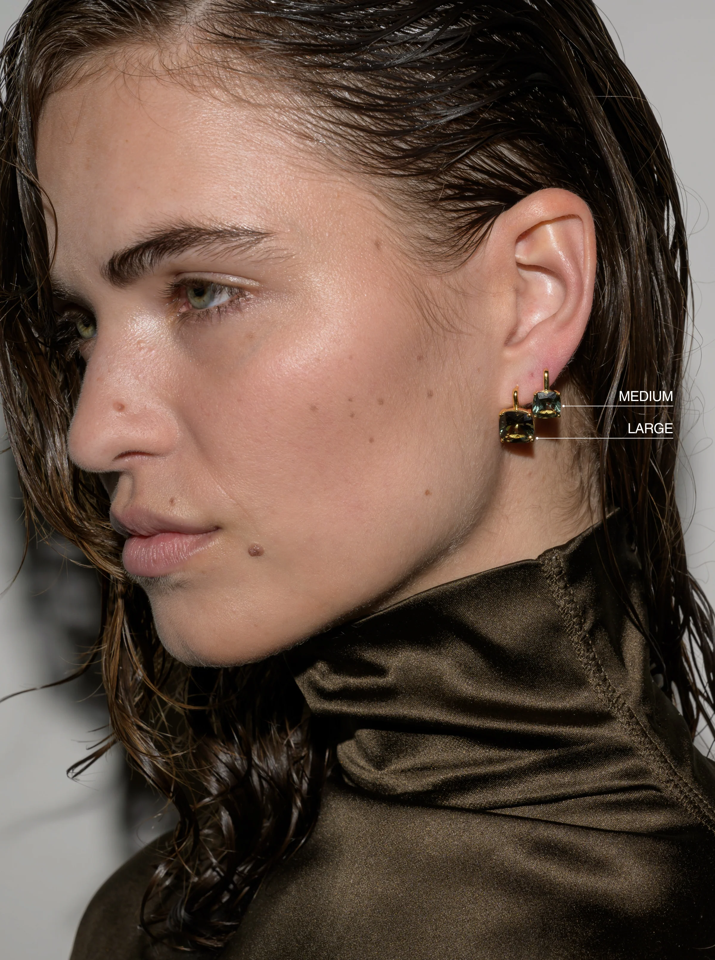 Dorsey - PORTER CUSHION - CUT EARRINGS IN LAB MOSS GREEN TOURMALINE - Image 3