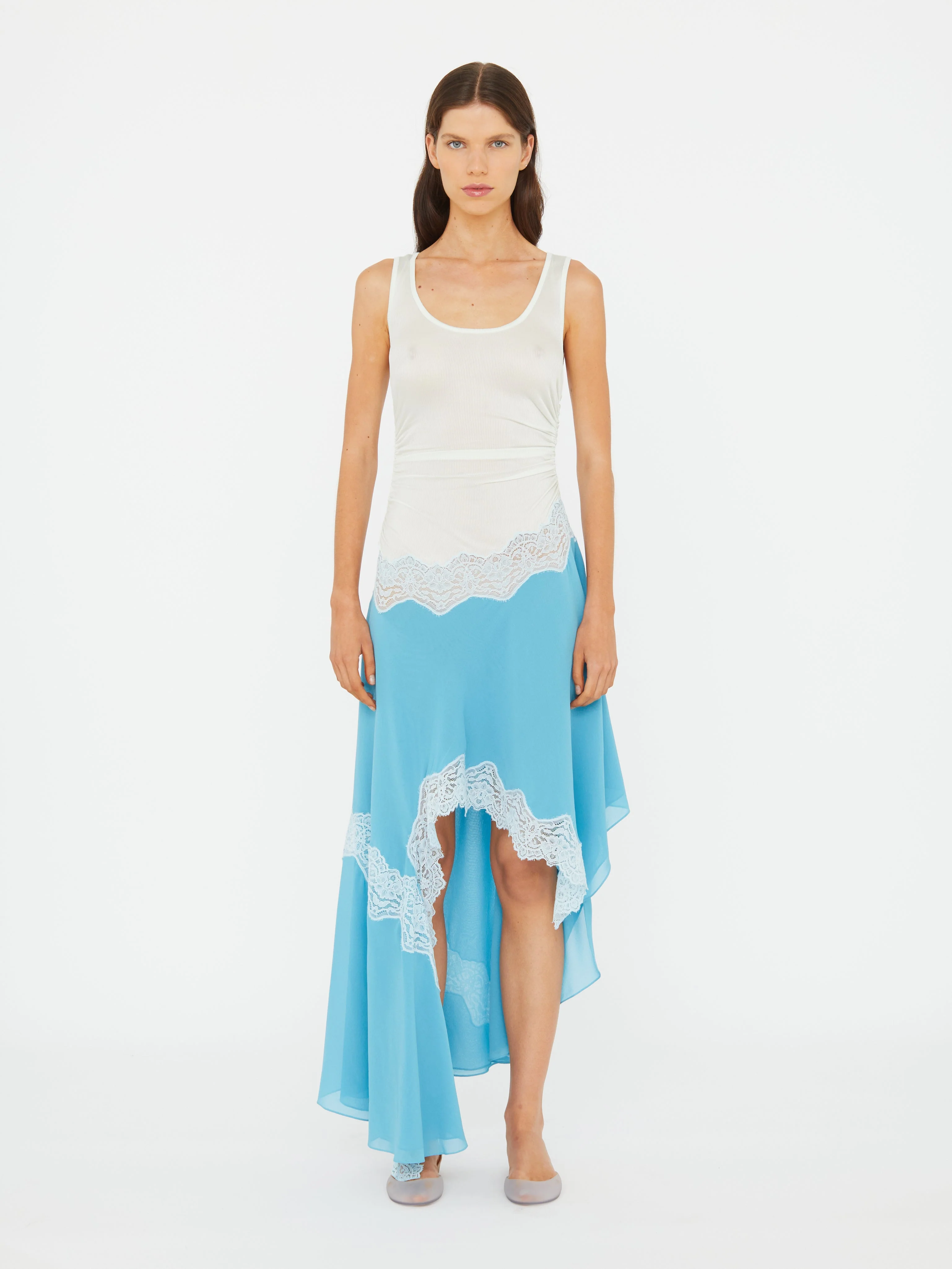 Christopher Esber - Cutaway Lace Gathered Tank Dress