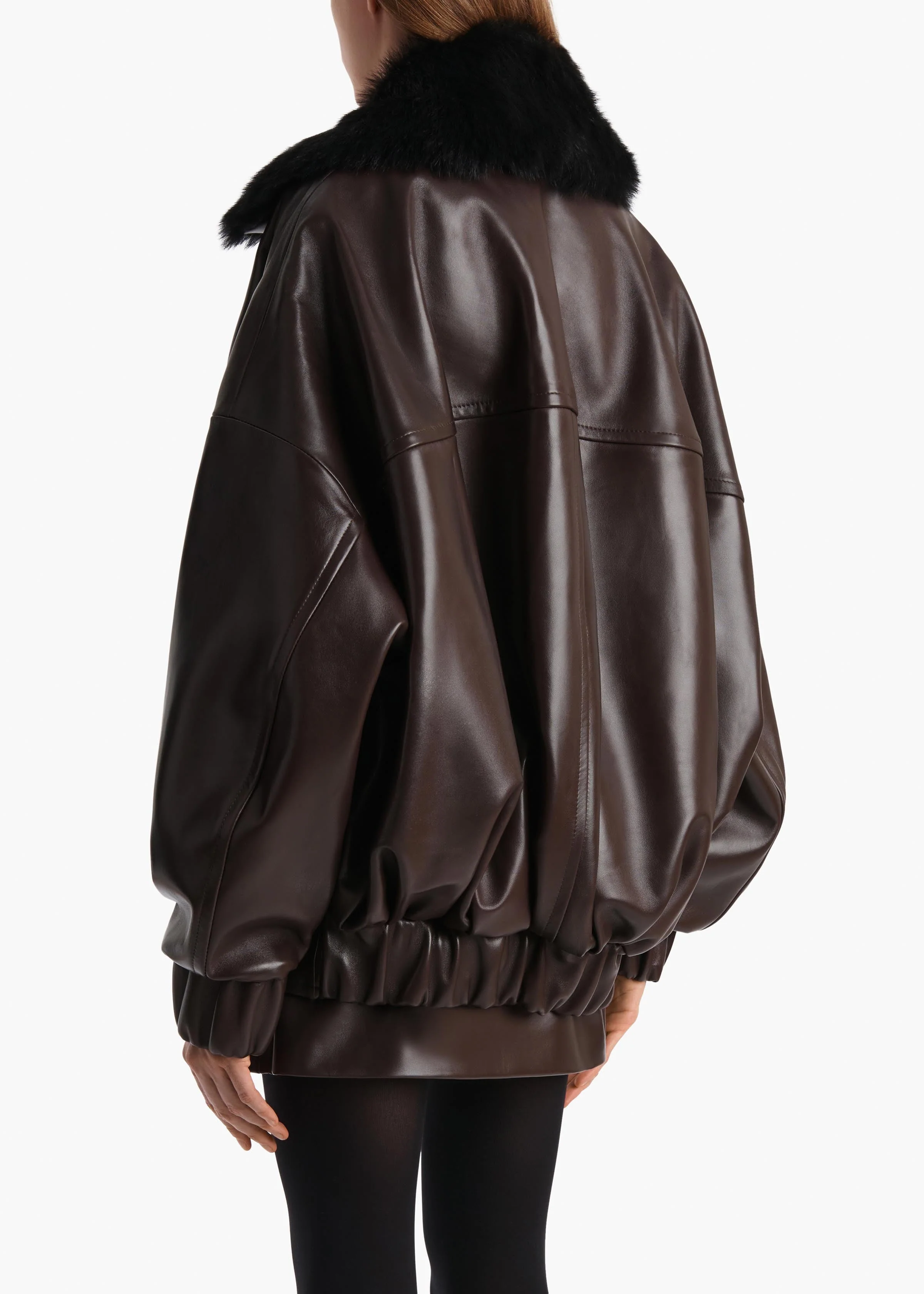 Khaite - Daemon Jacket in Mud Leather with Shearling Collar - Image 4