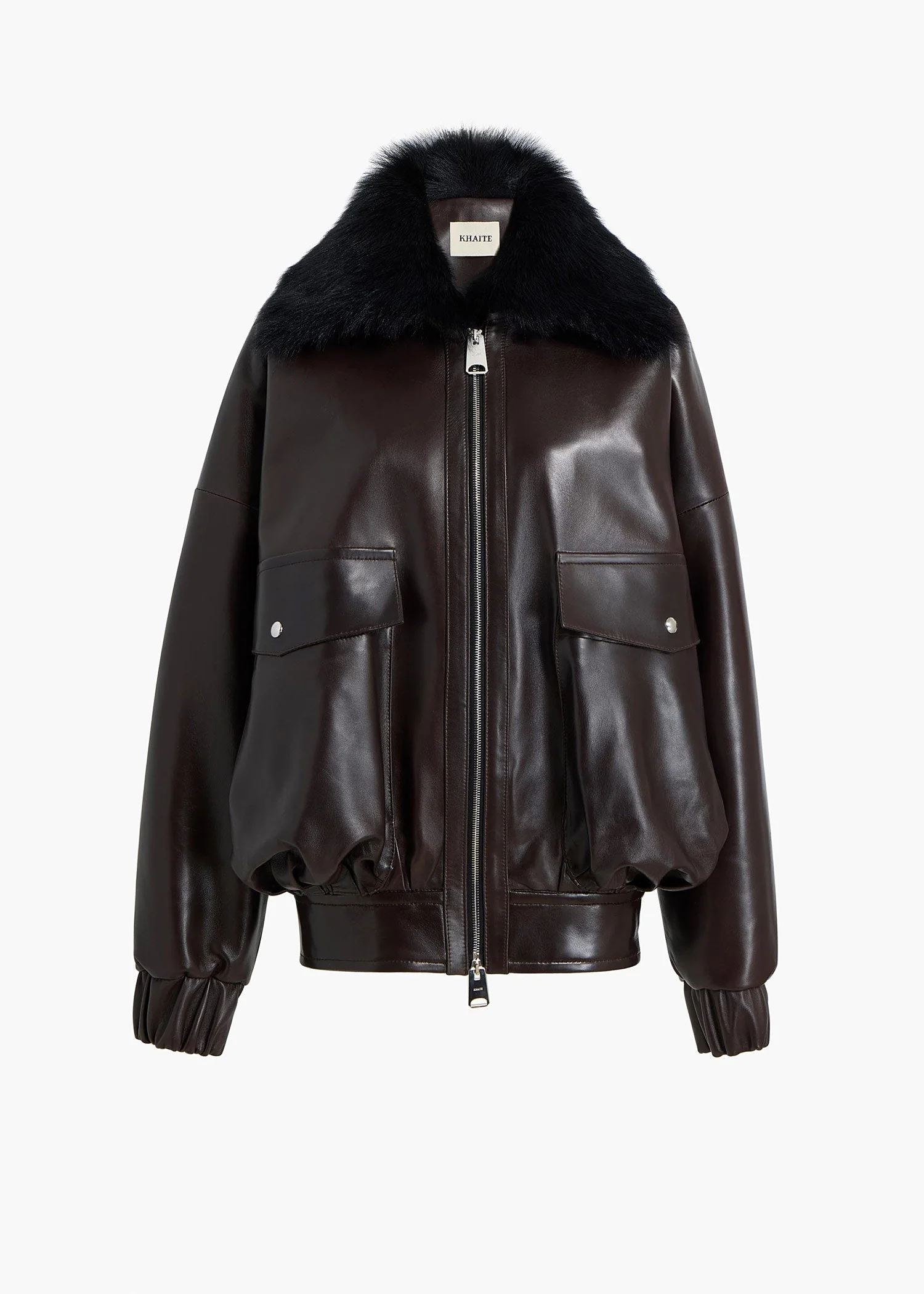 Khaite - Daemon Jacket in Mud Leather with Shearling Collar - Image 9