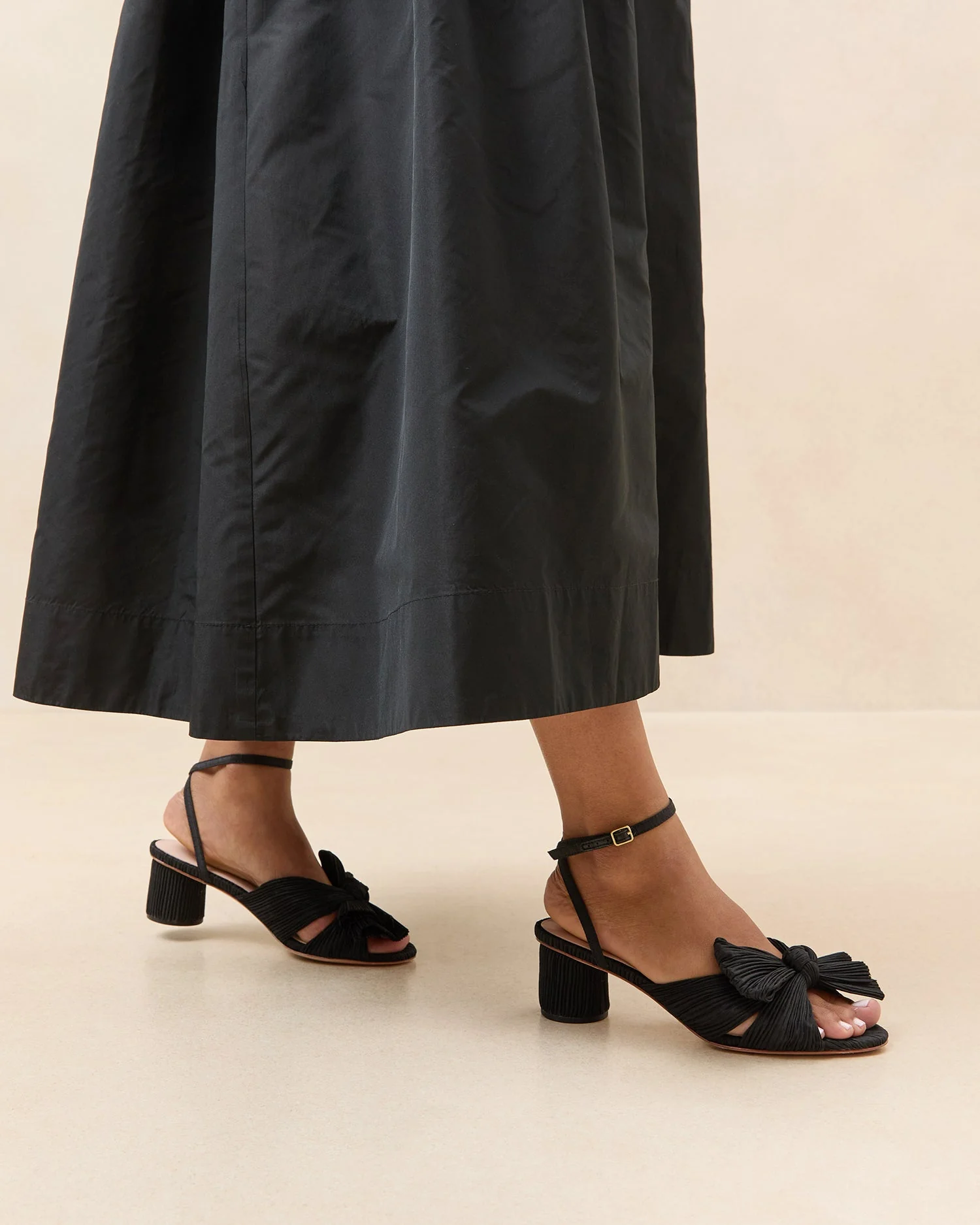 Loeffler Randall - Dahlia Black Pleated Bow Heel - Image 2
