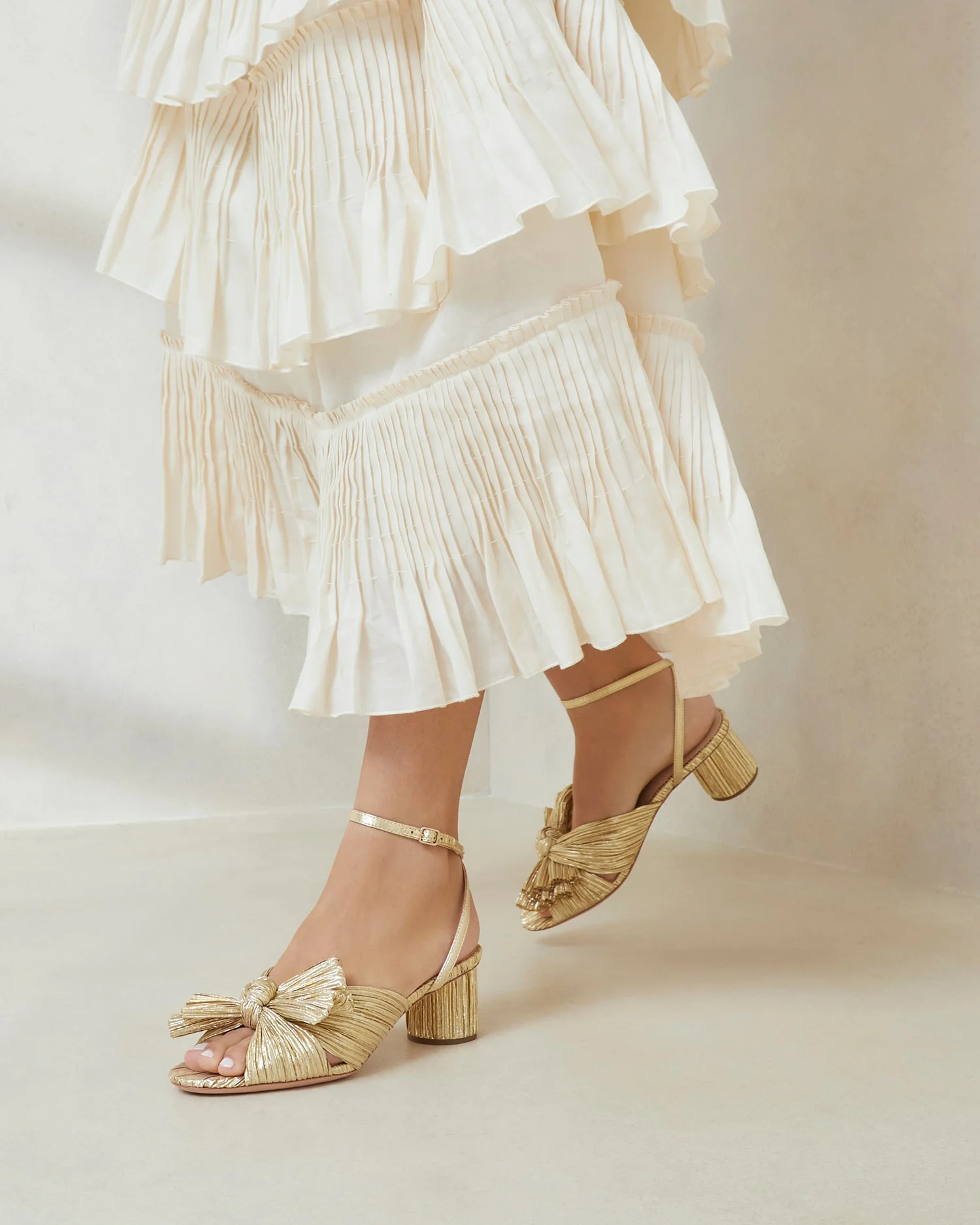 Loeffler Randall - Dahlia Gold Pleated Bow Heel - Image 2