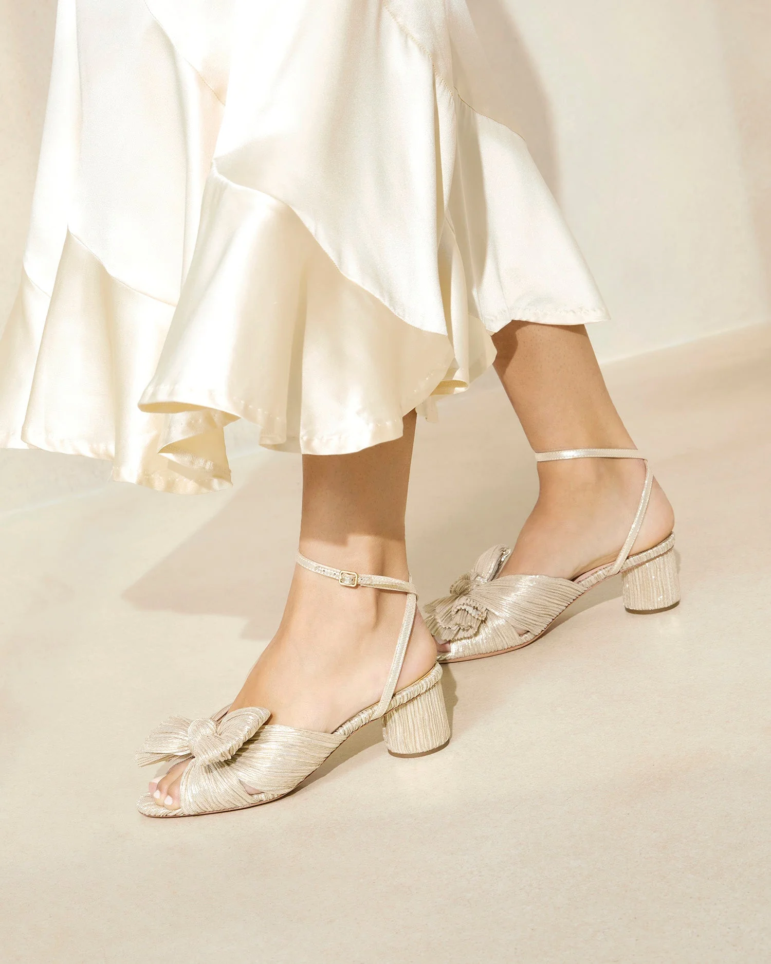 Loeffler Randall - Dahlia Platinum Pleated Bow Heel - Image 2