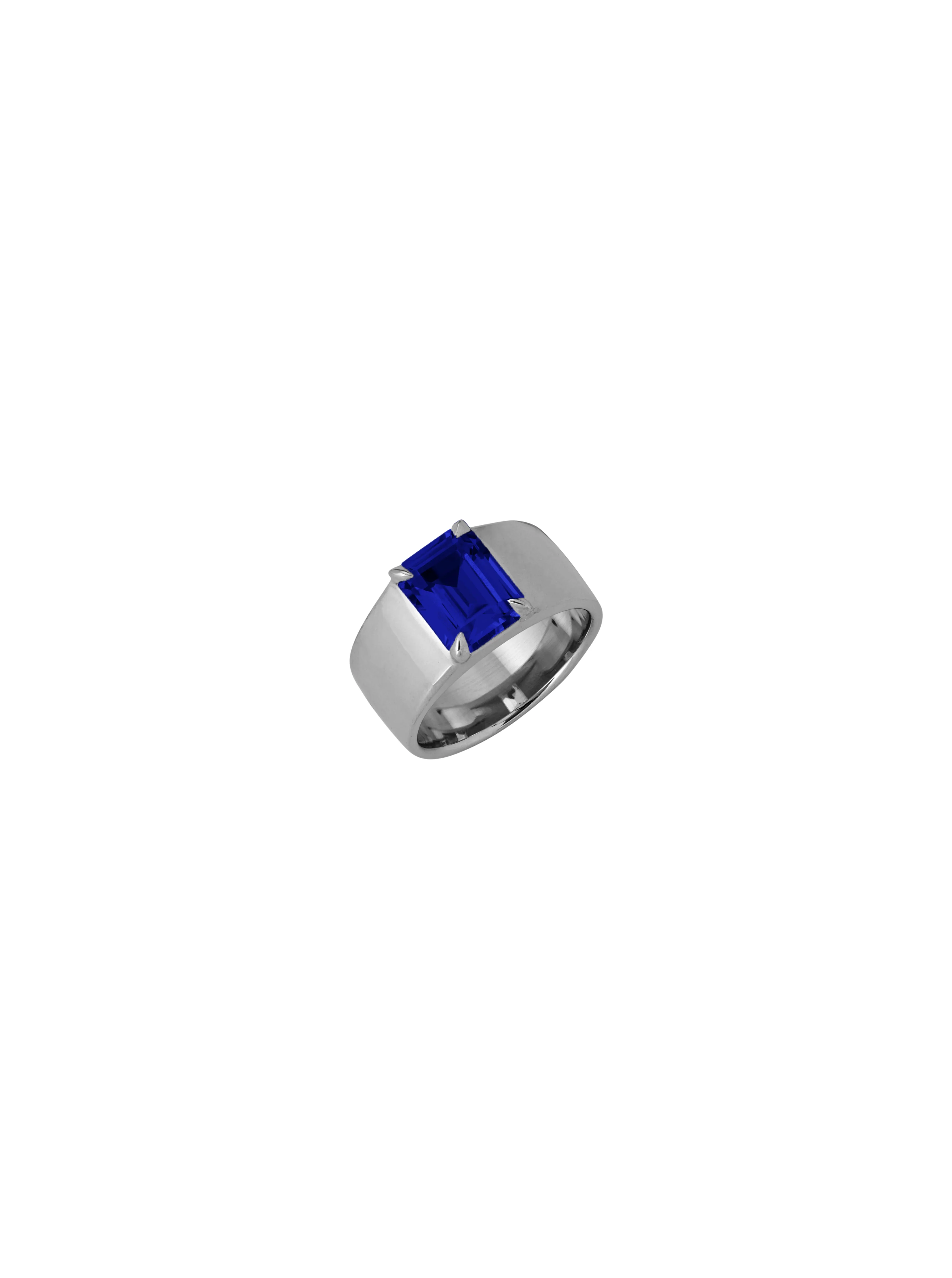 Dorsey - DAMIAN LAB BLUE SAPPHIRE CIGAR BAND, SILVER - Image 2