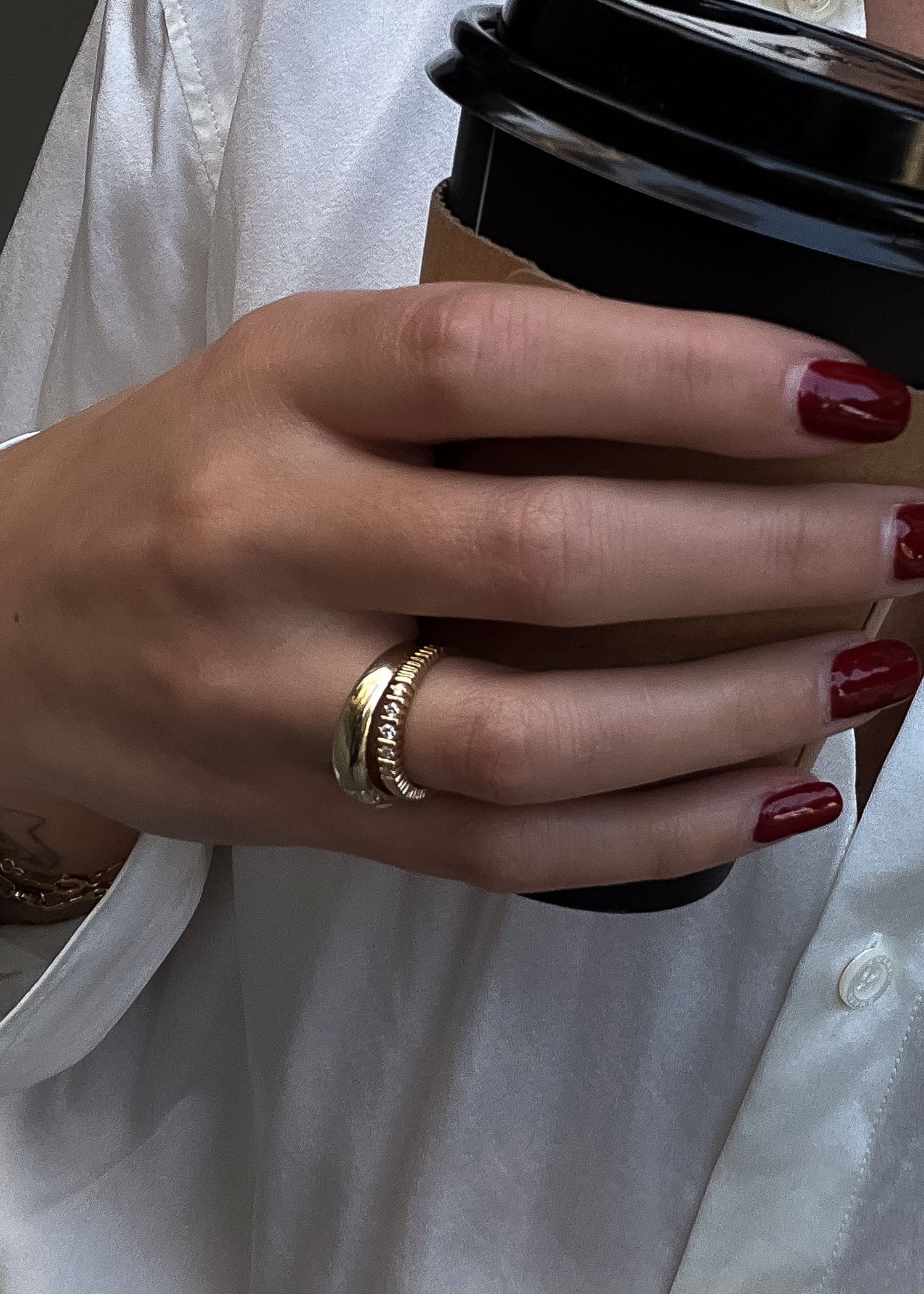 Kinn - Dare To Love Classic Hollow Dome Ring Gold - Image 10