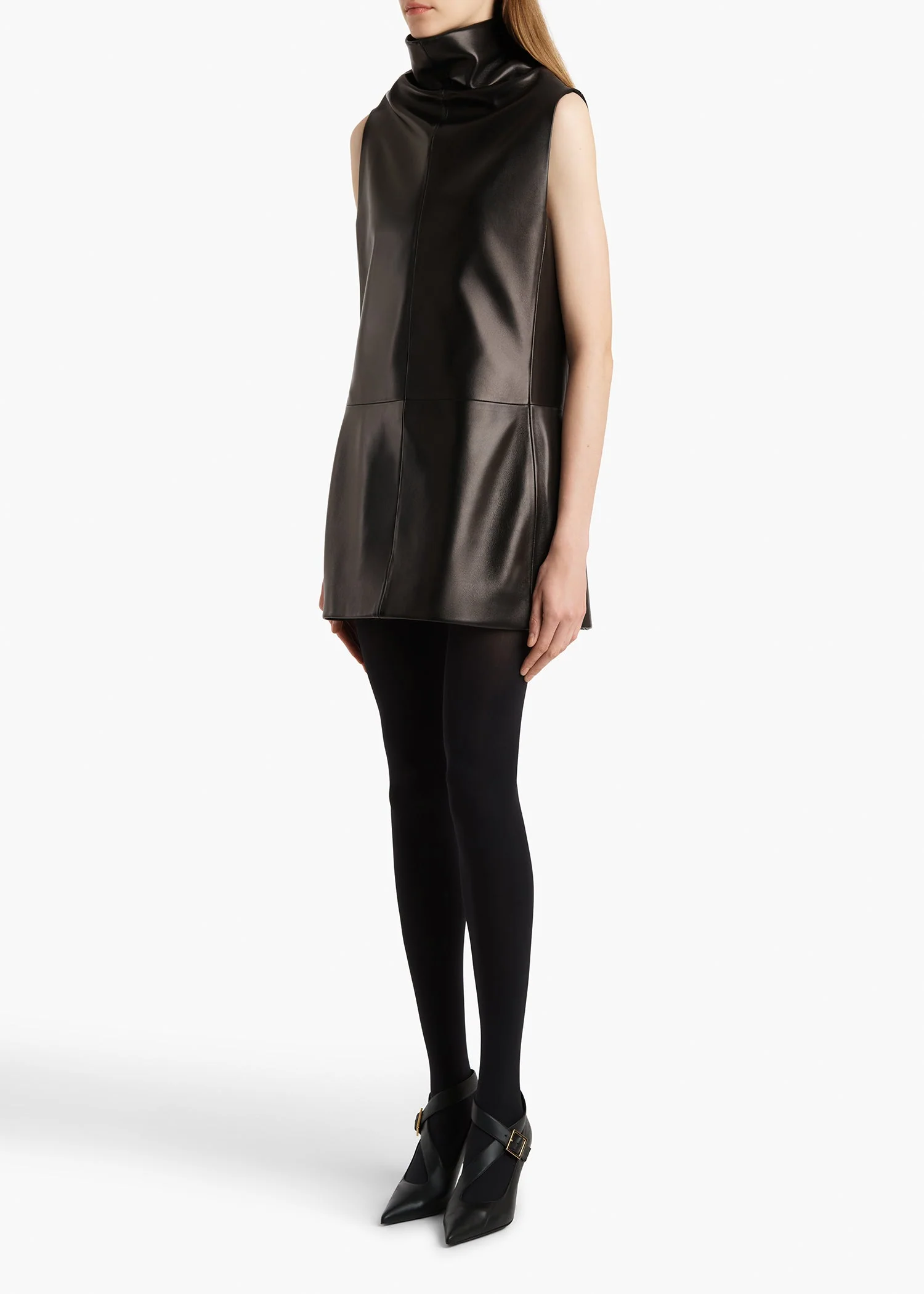 Khaite - Daria Dress in Black Leather - Image 2