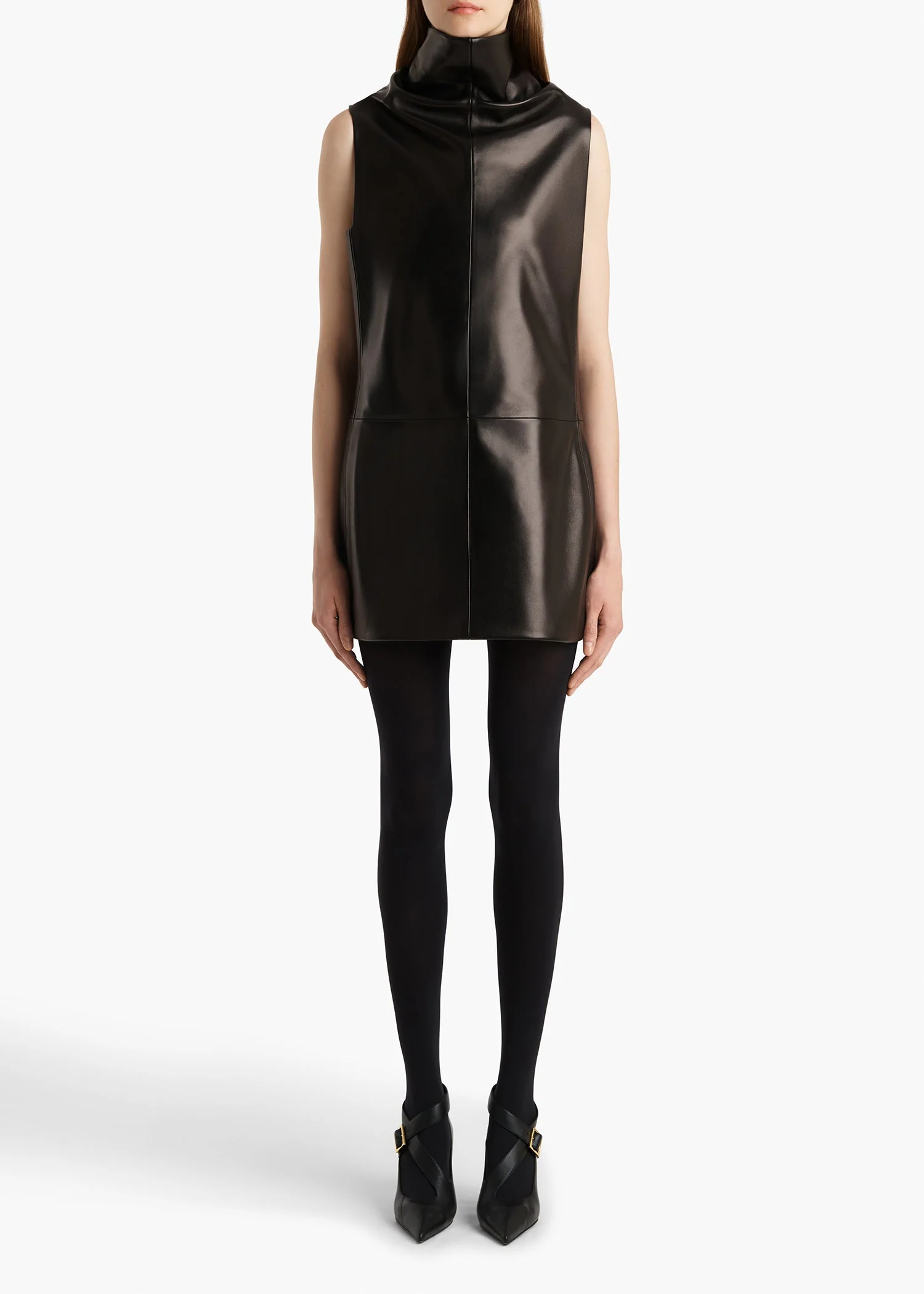 Khaite - Daria Dress in Black Leather - Image 3