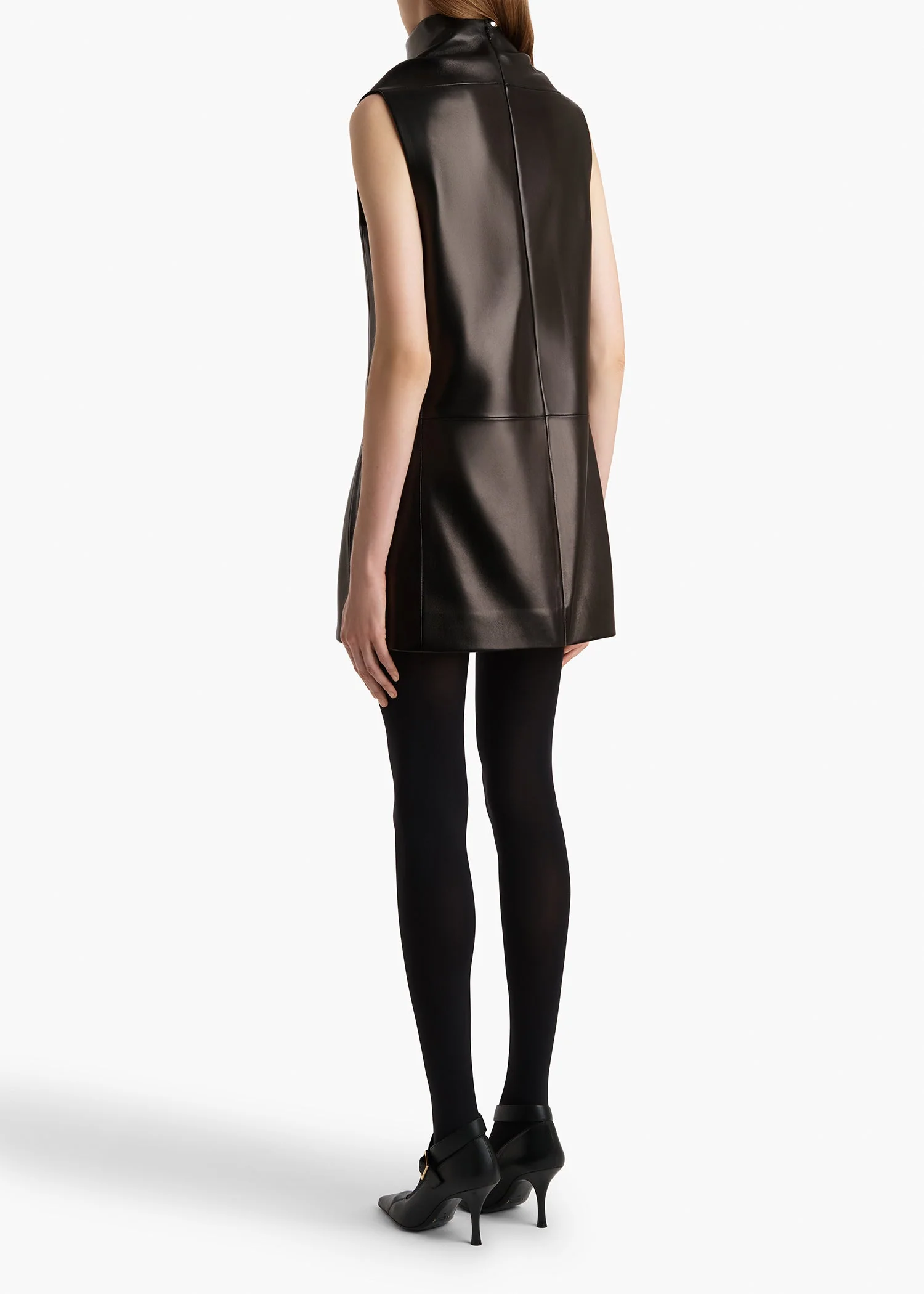 Khaite - Daria Dress in Black Leather - Image 4