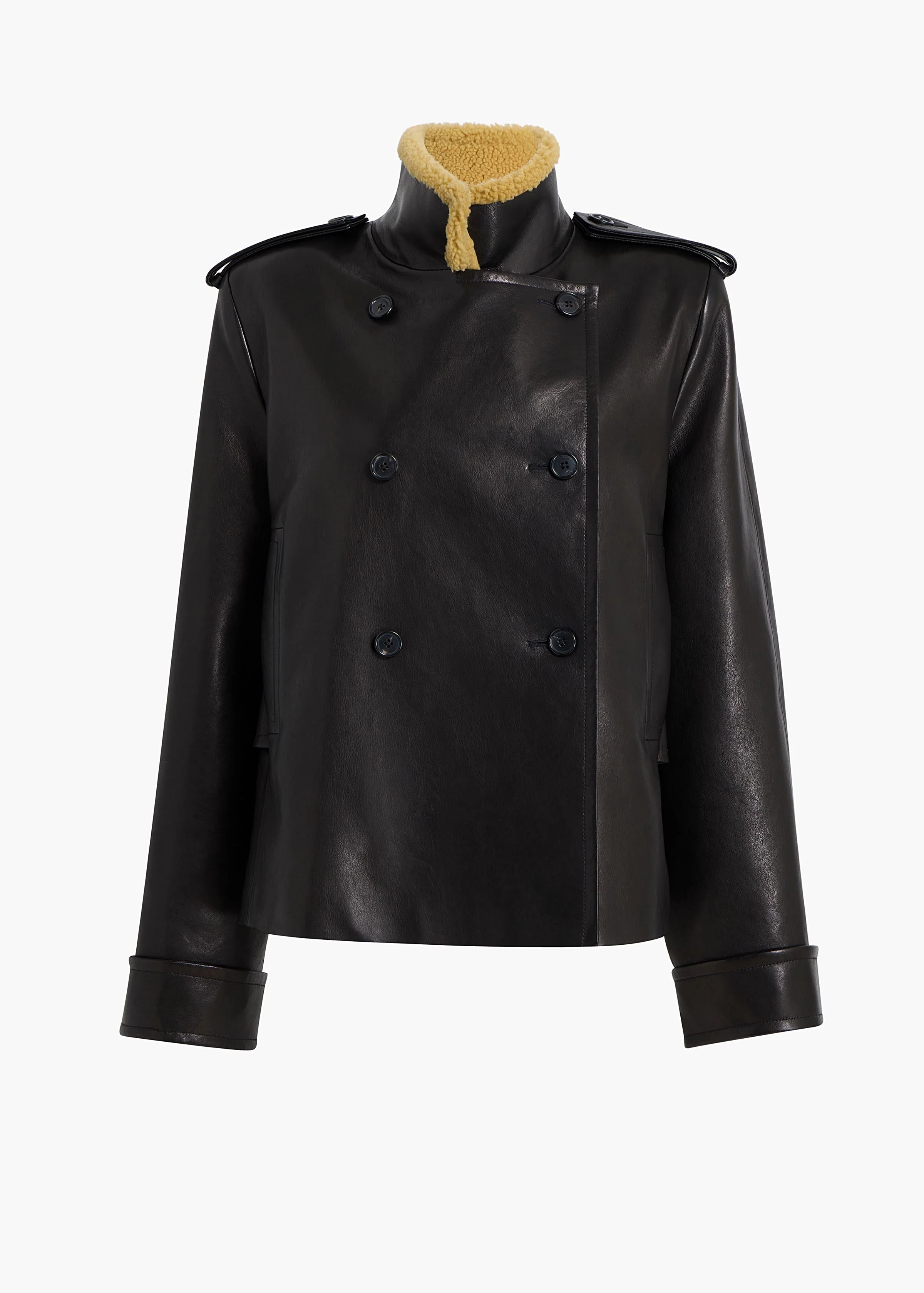 Khaite - Dean Jacket in Black Leather with Shearling - Image 8