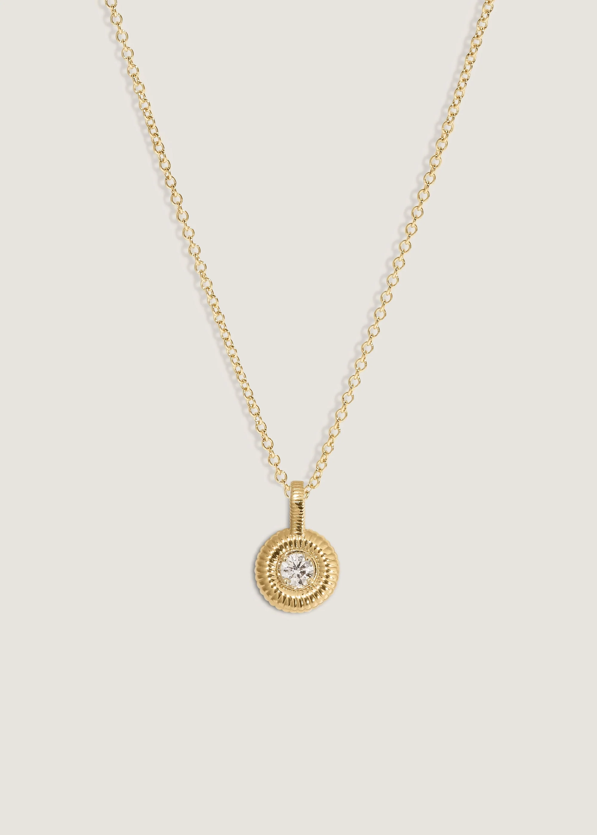 Kinn - Delphine Ribbed Pendant Diamond Necklace - Image 3