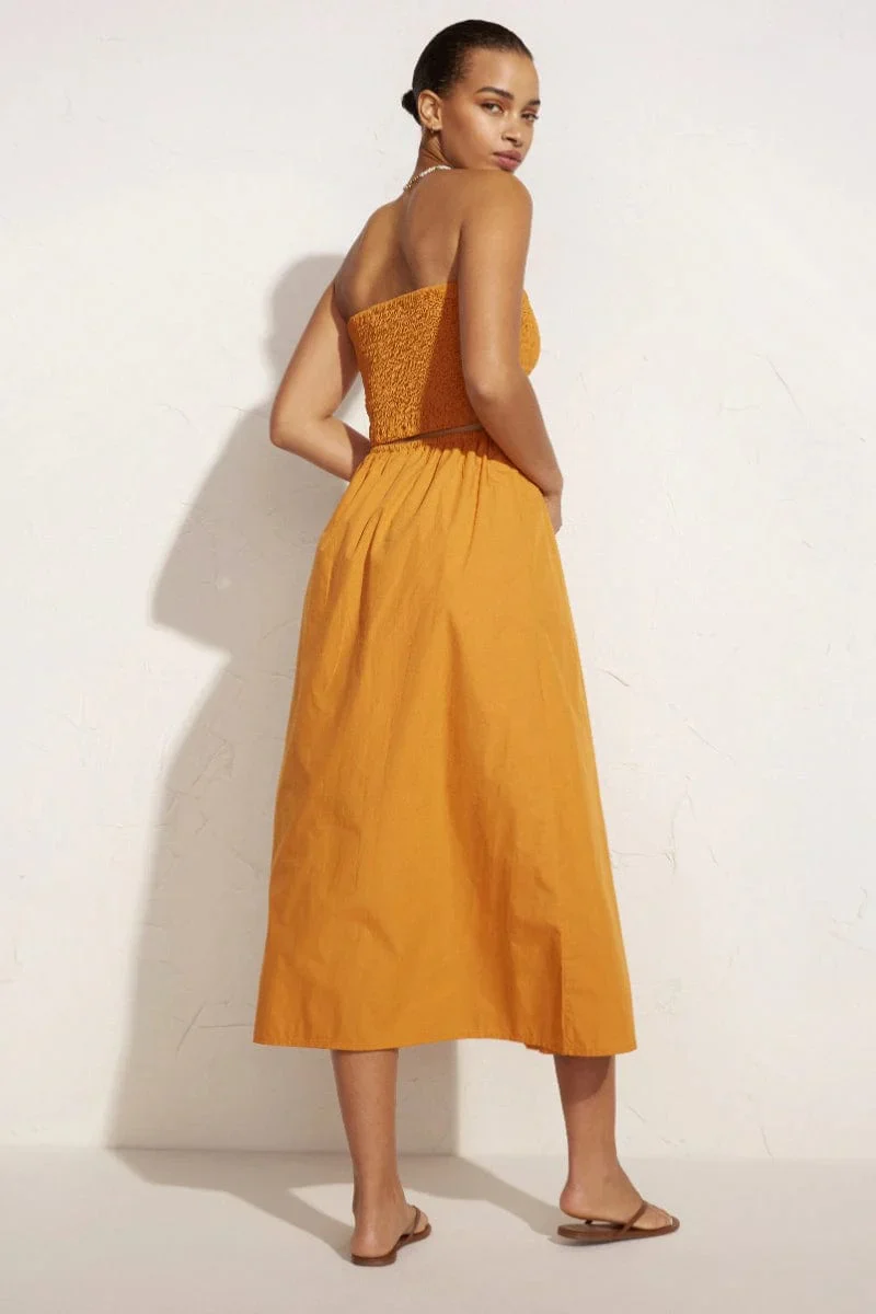 Faithfull - Deva Midi Dress Plain Orange - Final Sale - Image 4