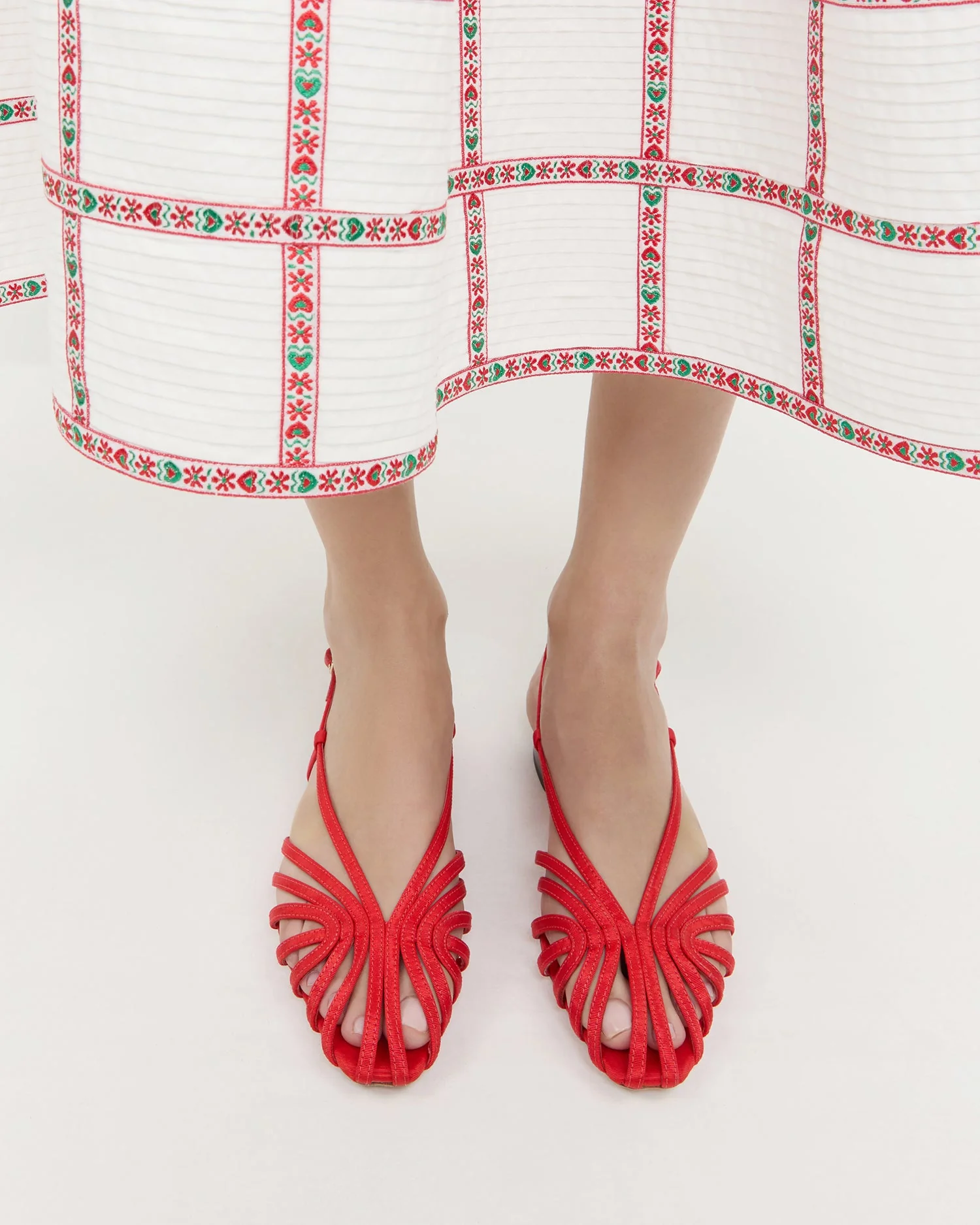 Loeffler Randall - Devon Red Moiré Slingback Sandal - Image 2