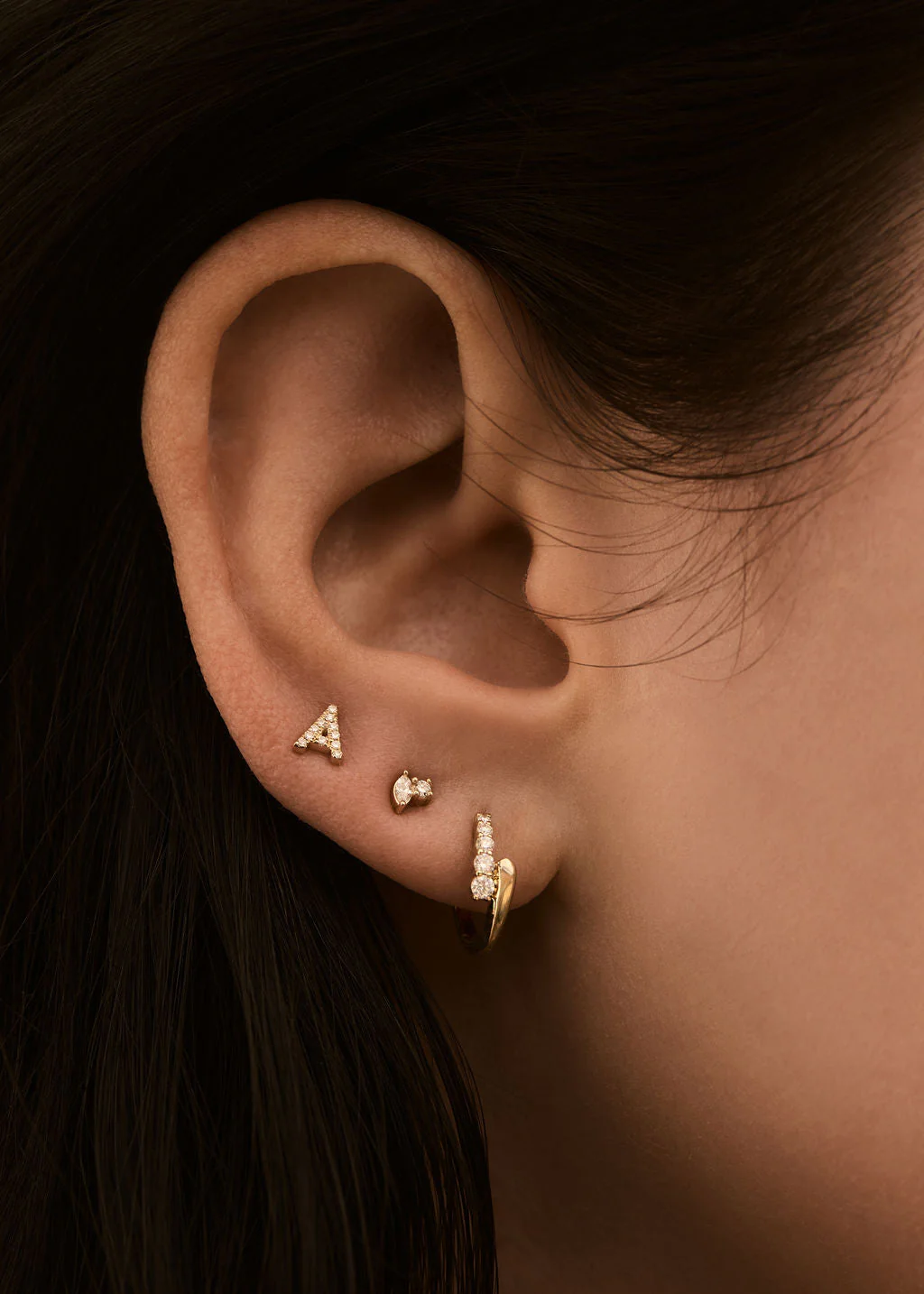 Kinn - Diamond Initial Stud Earring - Image 2