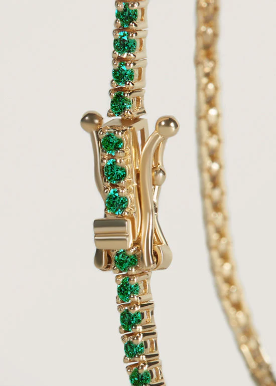 Kinn - Classic Diana Tennis Bracelet Emerald Yellow Gold - Image 3