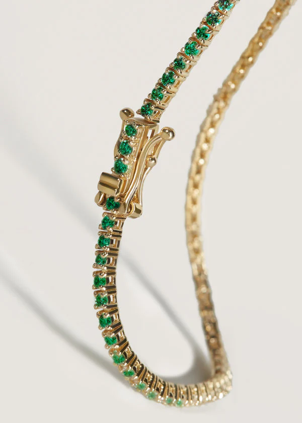 Kinn - Classic Diana Tennis Bracelet Emerald Yellow Gold - Image 4
