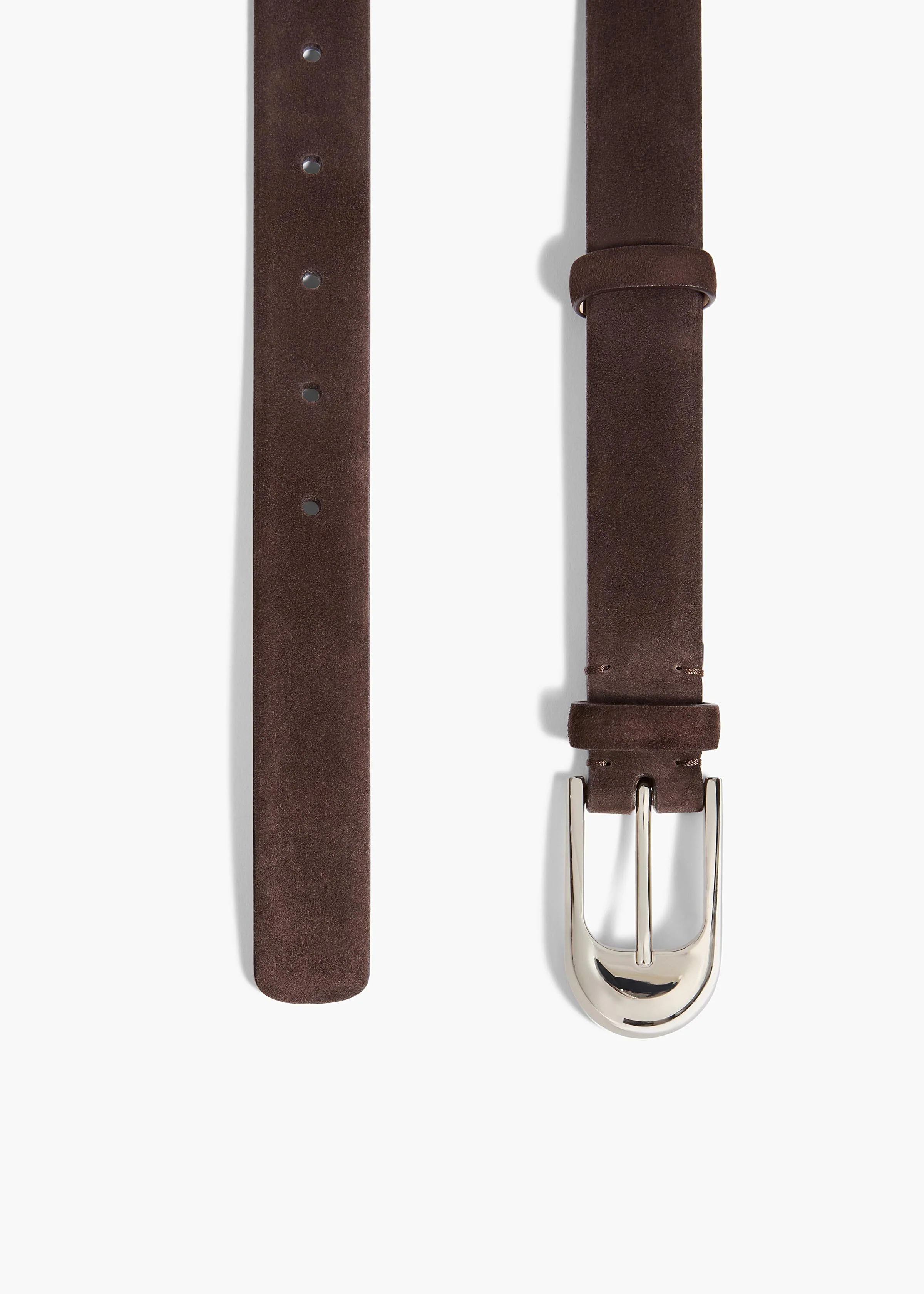Khaite - Dome Belt in Dark Brown Suede with Silver - Image 2