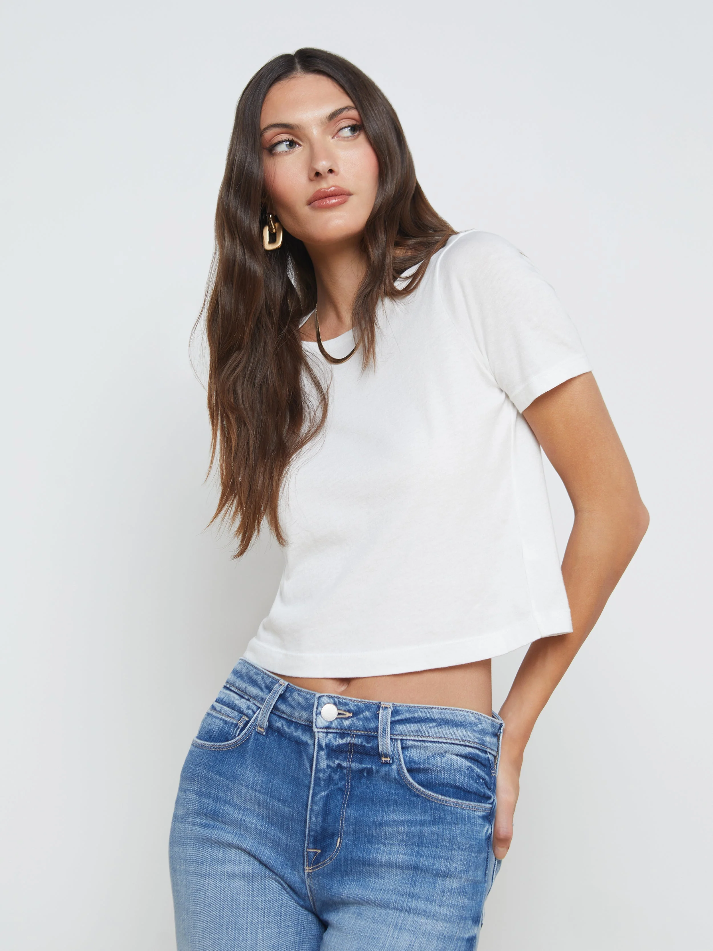 L'AGENCE - Donna Cotton Cropped Tee - Image 8