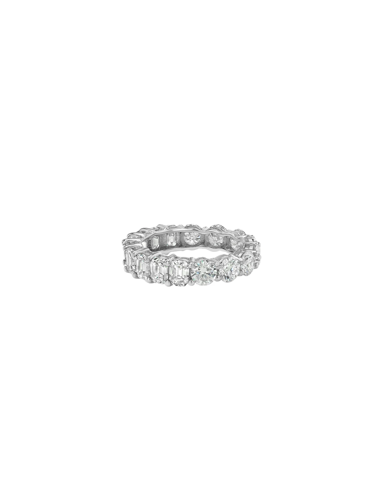 Dorsey - 14K DEMI ROUND AND EMERALD CUT ETERNITY BAND IN LAB DIAMOND, 14K WHITE GOLD