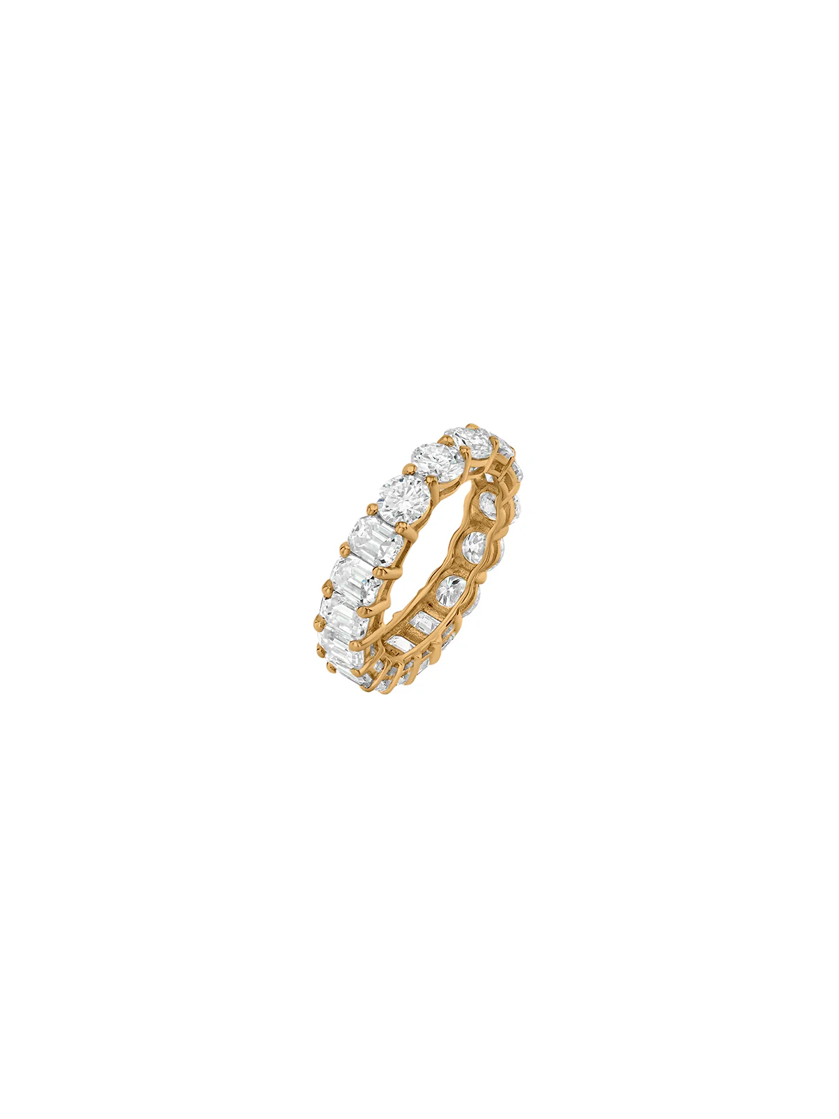 Dorsey - 14K DEMI ROUND AND EMERALD CUT ETERNITY BAND IN LAB DIAMOND, 14K YELLOW GOLD - Image 2
