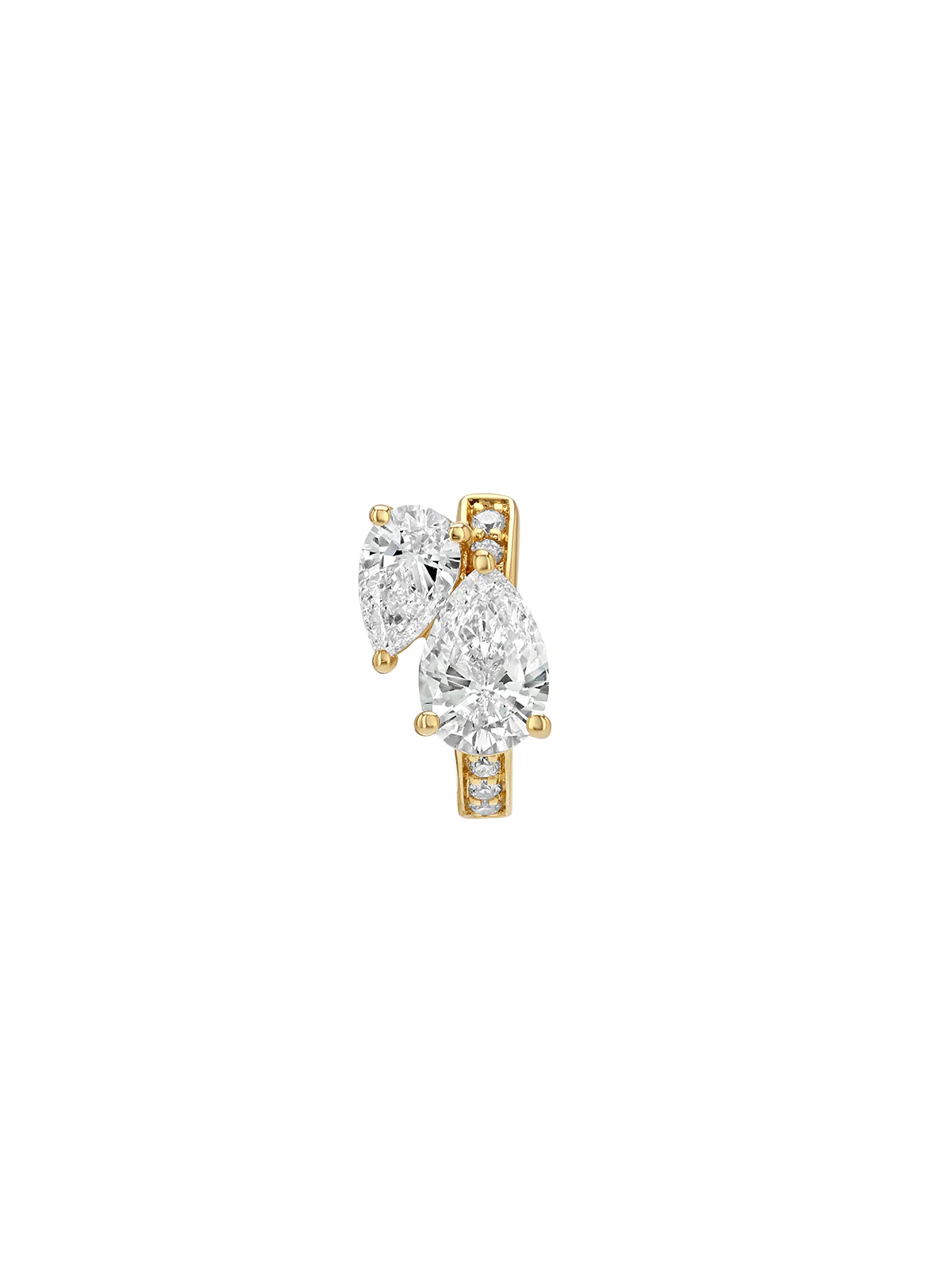 Dorsey - 14K DOUBLE PEAR - CUT HUGGIE EARRING IN LAB DIAMOND, 14K YELLOW GOLD