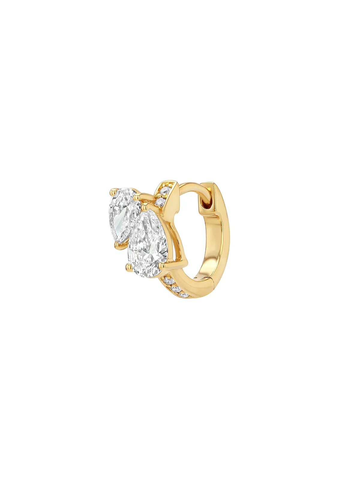 Dorsey - 14K DOUBLE PEAR - CUT HUGGIE EARRING IN LAB DIAMOND, 14K YELLOW GOLD - Image 2