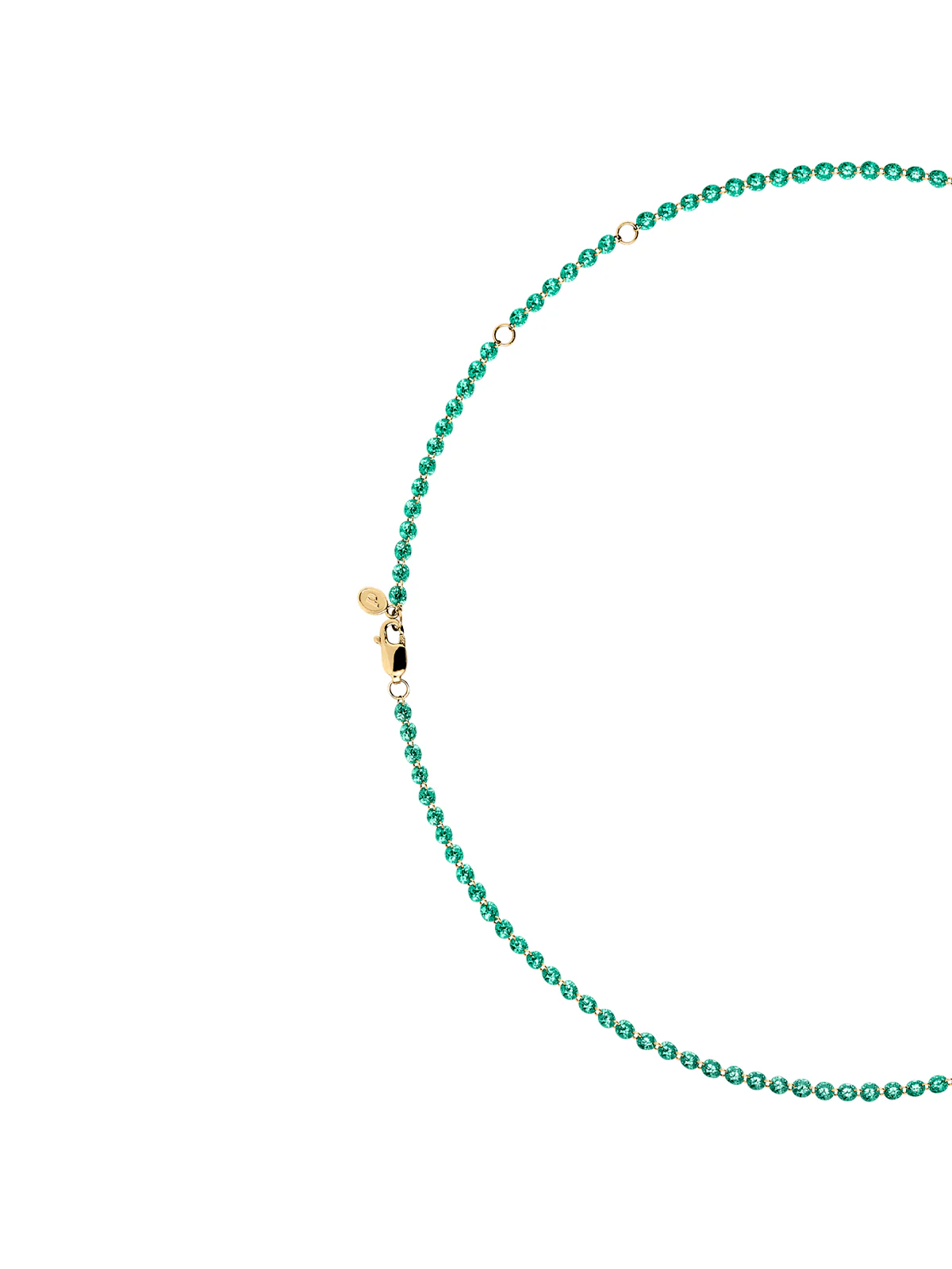 Dorsey - 14K FLOATING ETERNITY NECKLACE IN 3.5MM LAB EMERALD, 14K YELLOW GOLD - Image 2