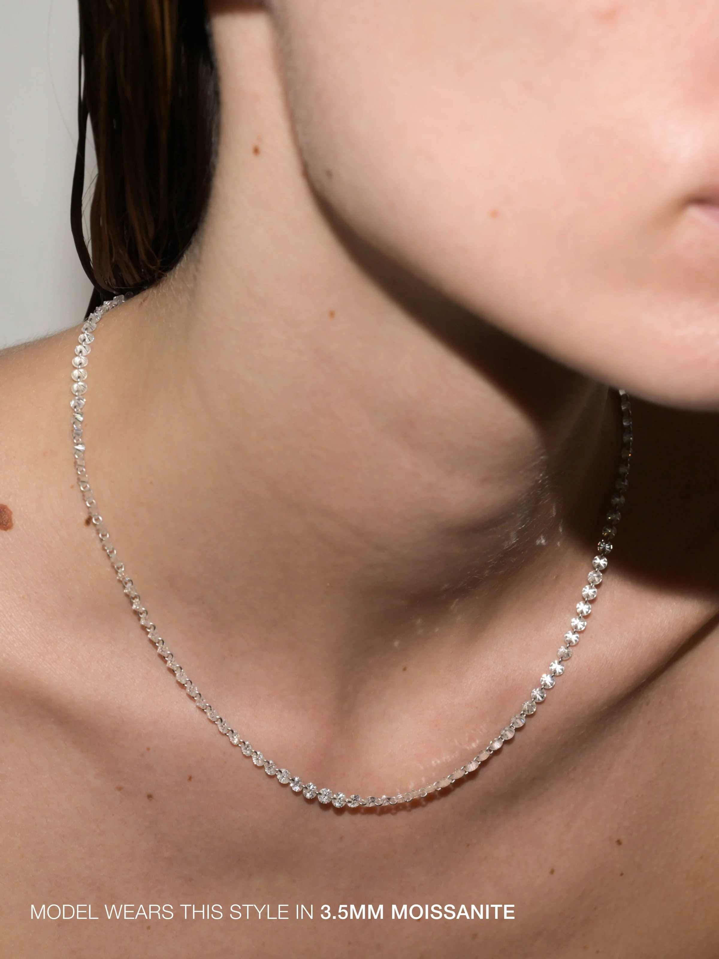 Dorsey - 14K FLOATING ETERNITY NECKLACE IN 3.5MM LAB EMERALD, 14K YELLOW GOLD - Image 3