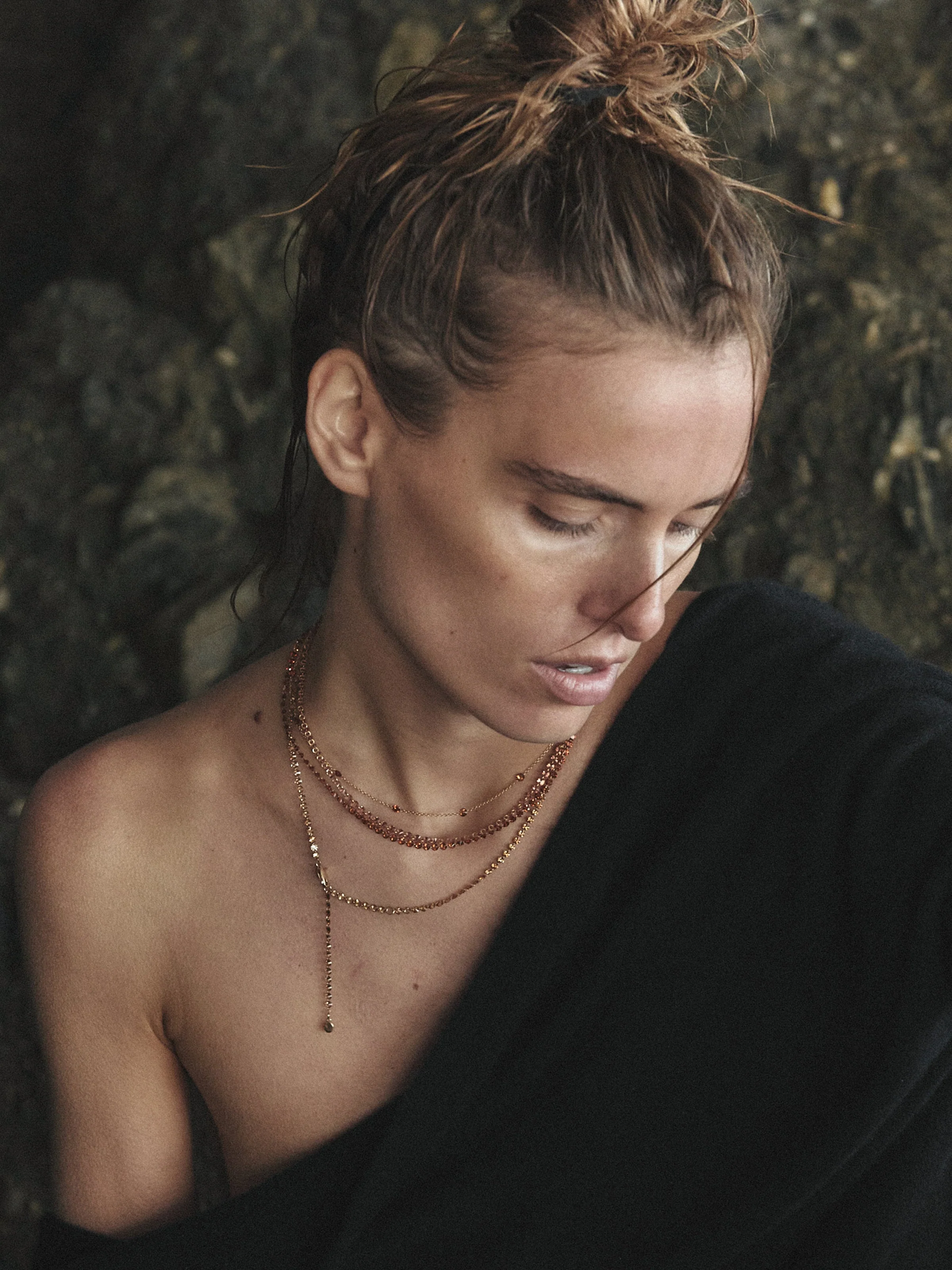 Dorsey - 14K FLOATING ETERNITY NECKLACE IN AMBER LAB DIAMOND, 14K YELLOW GOLD - Image 5