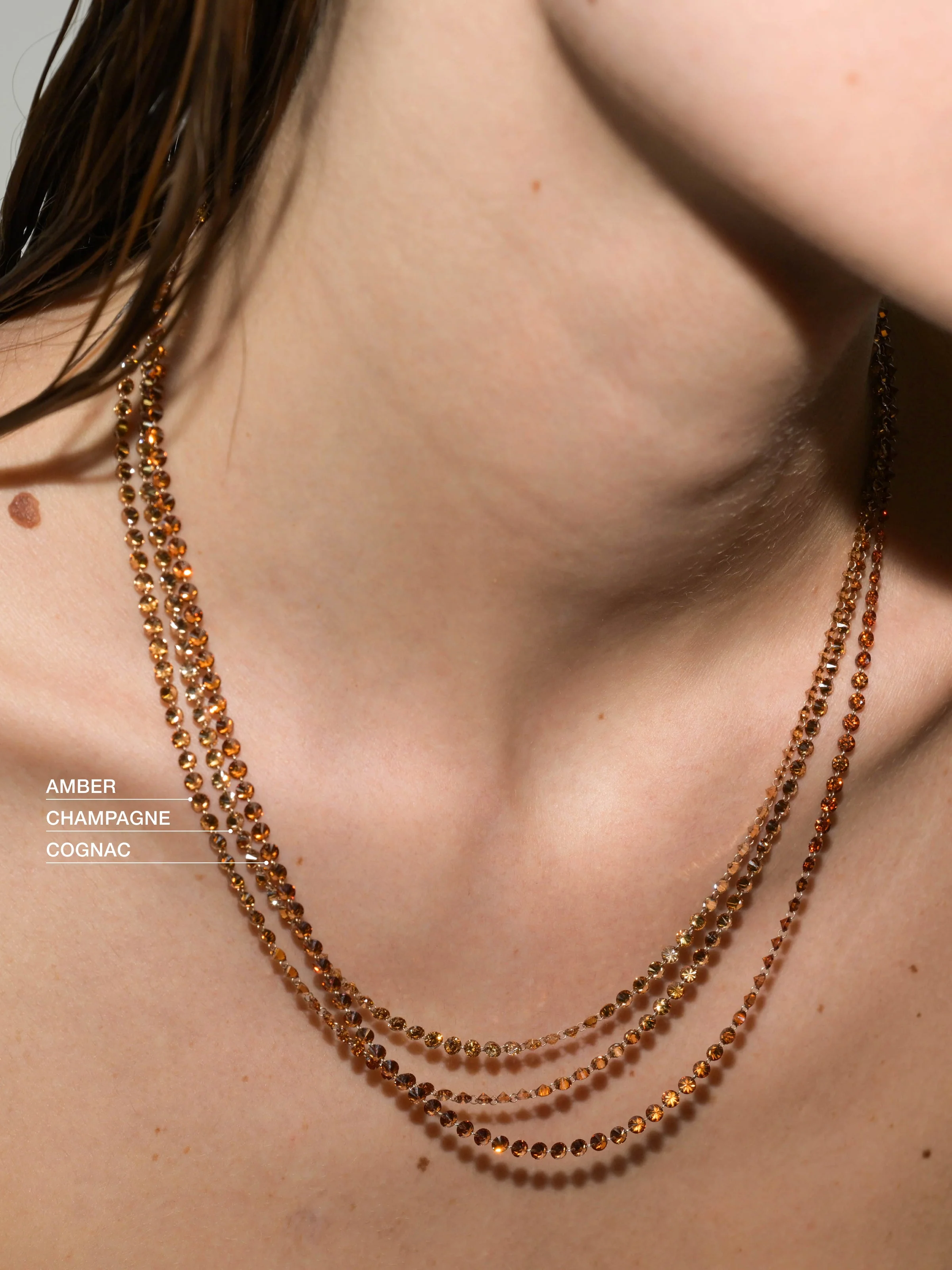 Dorsey - 14K FLOATING ETERNITY NECKLACE IN COGNAC LAB DIAMOND, 14K YELLOW GOLD - Image 3