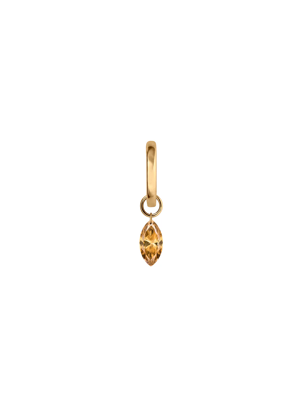 Dorsey - 14K FLOATING MARQUISE HUGGIE EARRING IN CHAMPAGNE LAB DIAMOND, 14K YELLOW GOLD