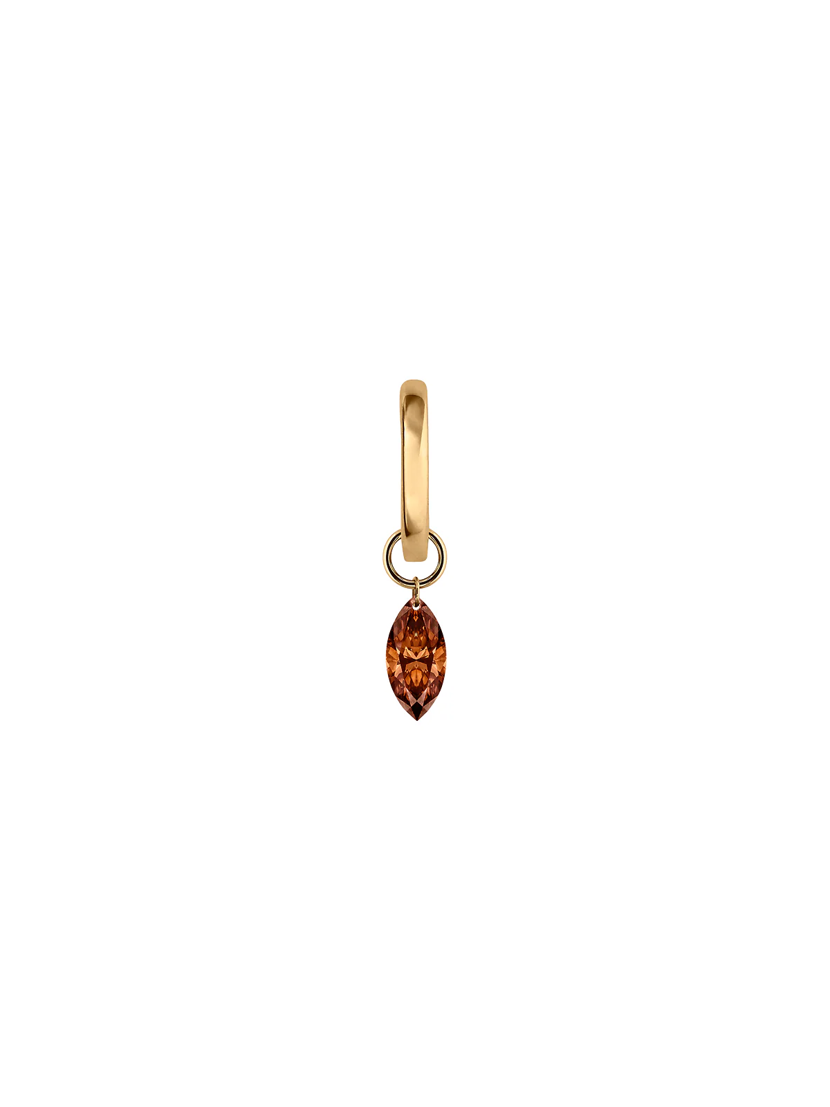 Dorsey - 14K FLOATING MARQUISE HUGGIE EARRING IN COGNAC LAB DIAMOND, 14K YELLOW GOLD