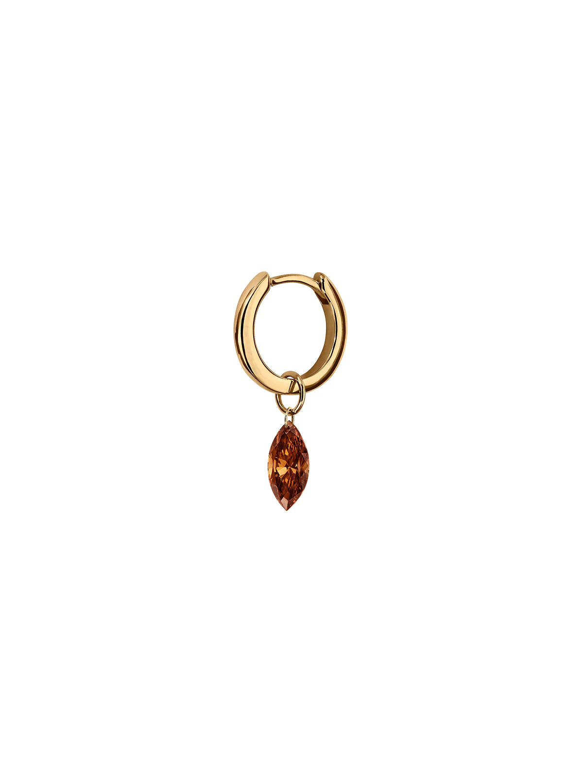 Dorsey - 14K FLOATING MARQUISE HUGGIE EARRING IN COGNAC LAB DIAMOND, 14K YELLOW GOLD - Image 2