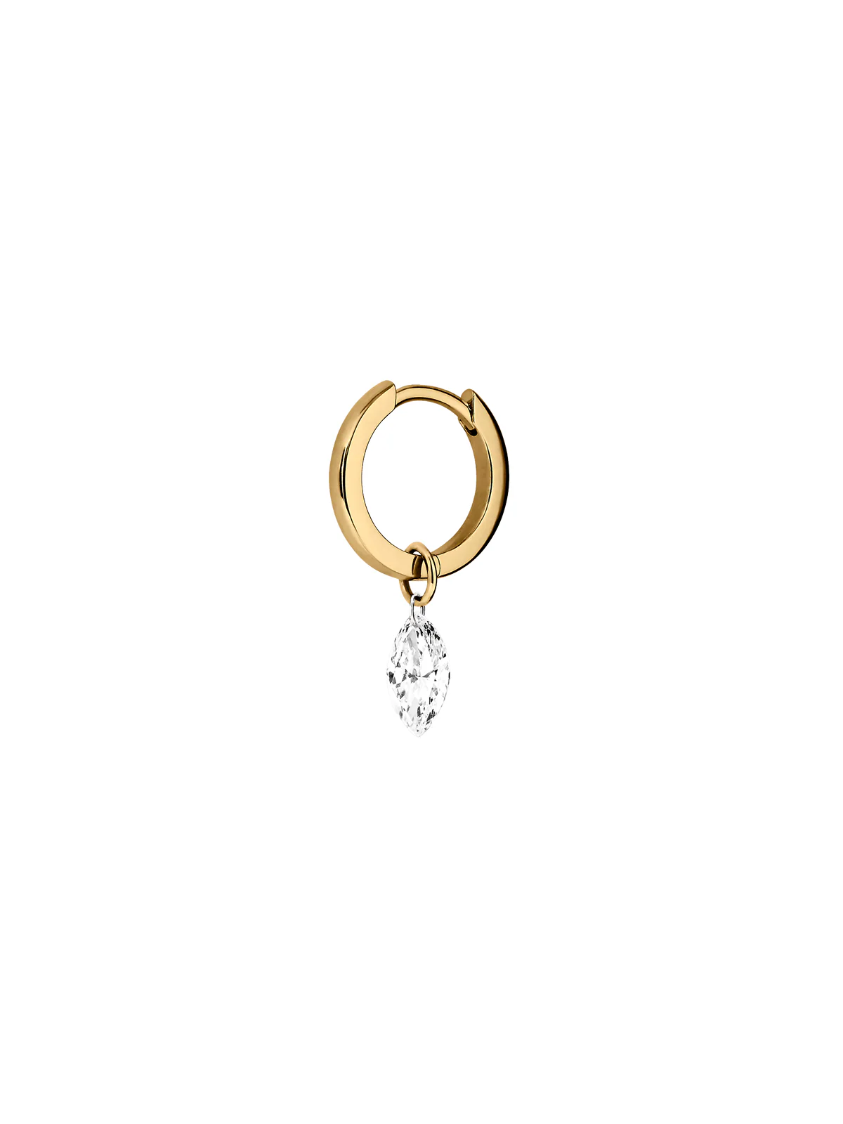 Dorsey - 14K FLOATING MARQUISE HUGGIE EARRING IN LAB DIAMOND, 14K YELLOW GOLD - Image 2