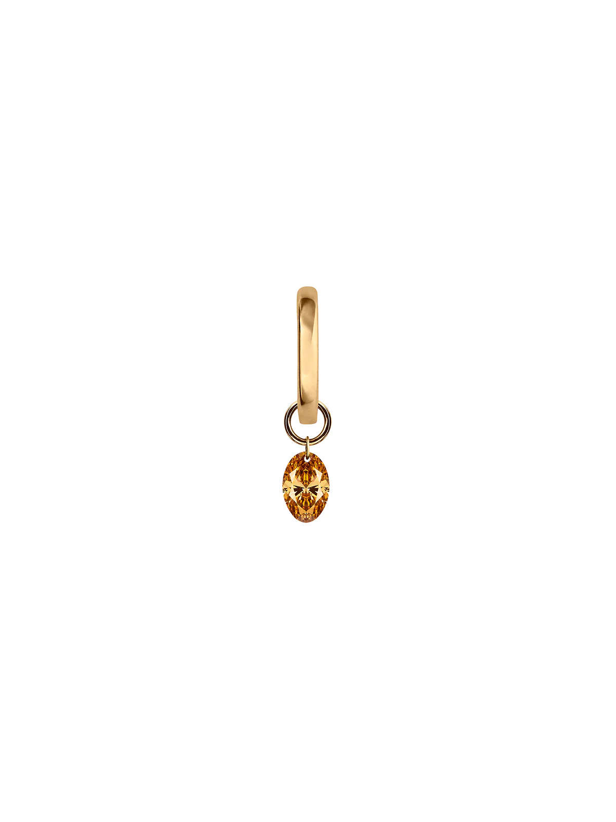 Dorsey - 14K FLOATING OVAL HUGGIE EARRING IN AMBER LAB DIAMOND, 14K YELLOW GOLD