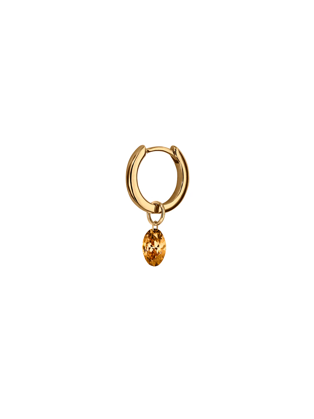 Dorsey - 14K FLOATING OVAL HUGGIE EARRING IN AMBER LAB DIAMOND, 14K YELLOW GOLD - Image 2