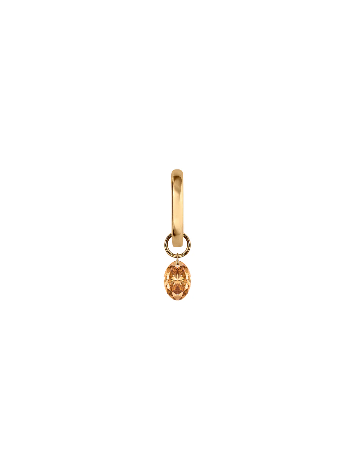 Dorsey - 14K FLOATING OVAL HUGGIE EARRING IN CHAMPAGNE LAB DIAMOND, 14K YELLOW GOLD