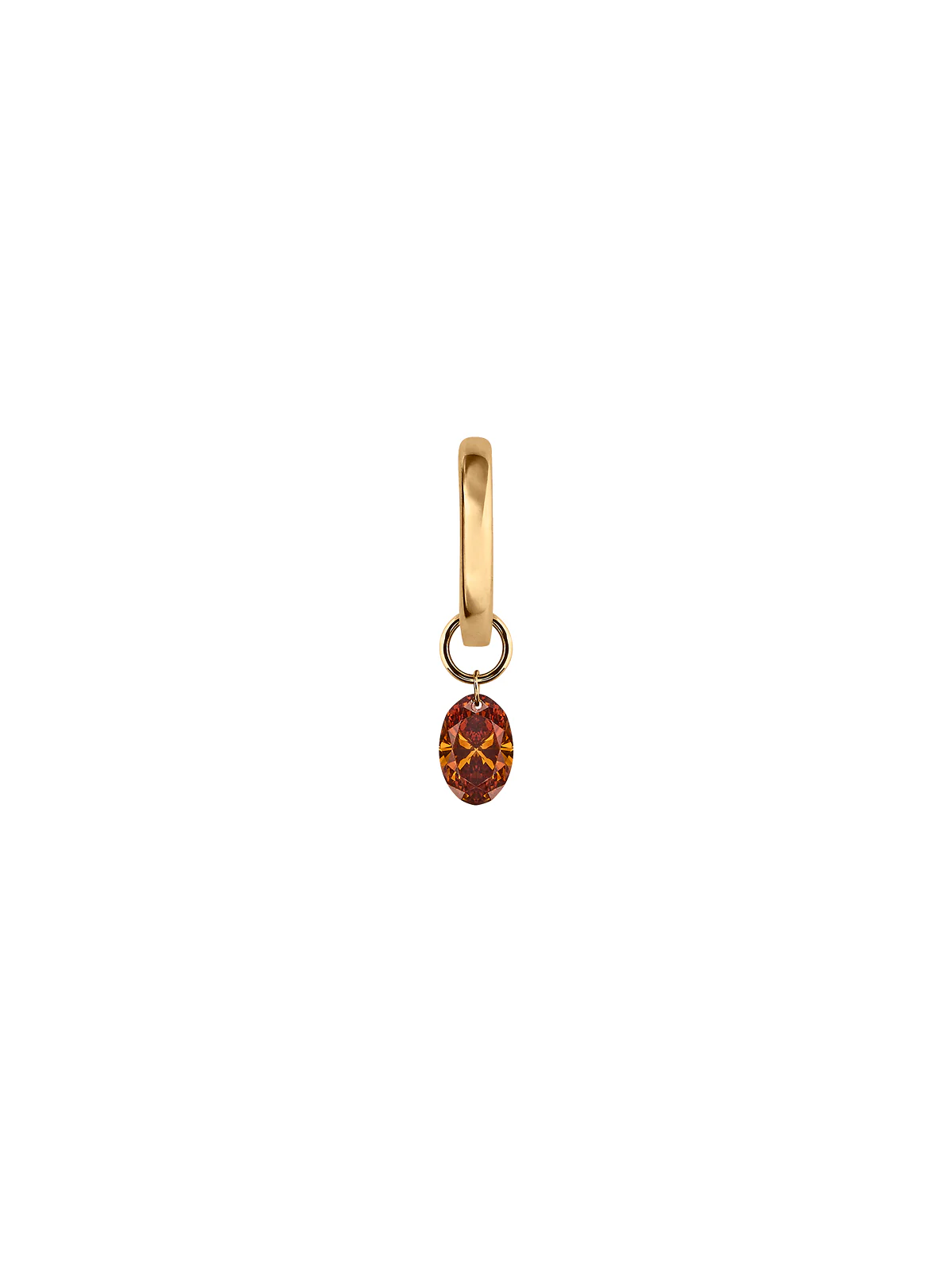 Dorsey - 14K FLOATING OVAL HUGGIE EARRING IN COGNAC LAB DIAMOND, 14K YELLOW GOLD