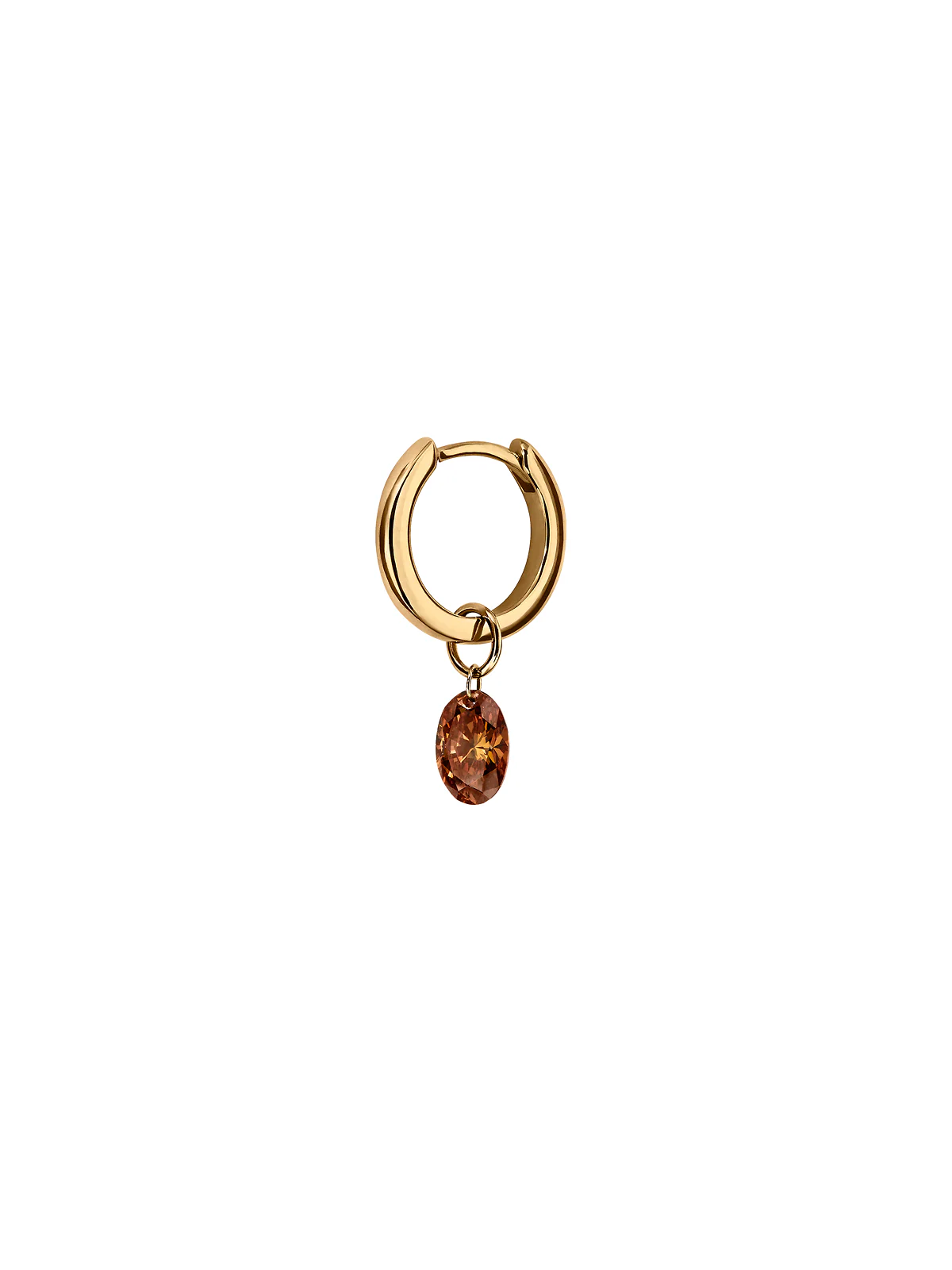 Dorsey - 14K FLOATING OVAL HUGGIE EARRING IN COGNAC LAB DIAMOND, 14K YELLOW GOLD - Image 2