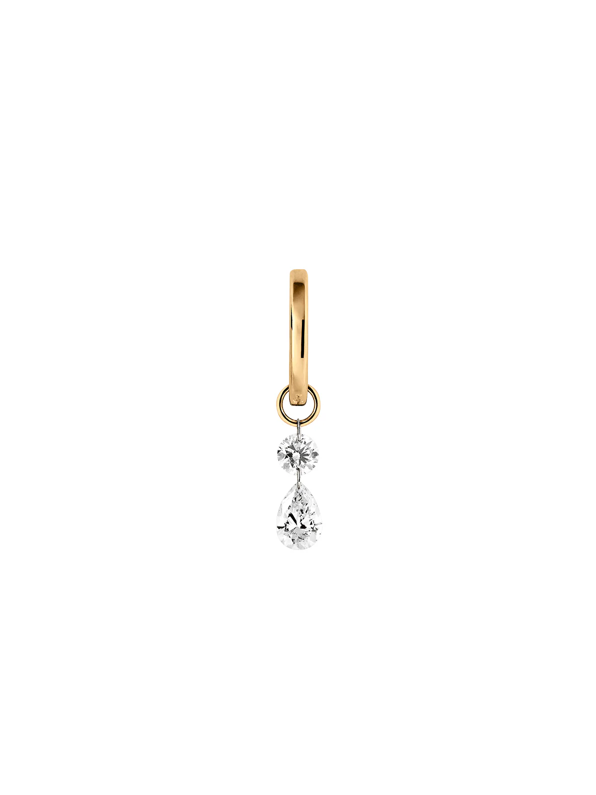 Dorsey - 14K FLOATING ROUND & PEAR HUGGIE EARRING IN LAB DIAMOND, 14K YELLOW GOLD