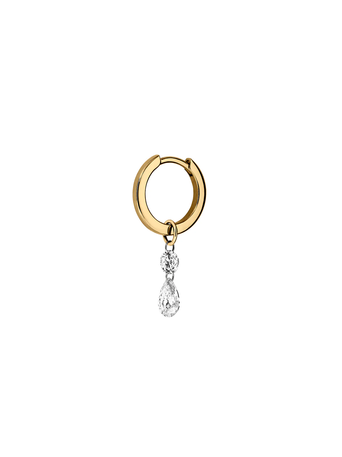 Dorsey - 14K FLOATING ROUND & PEAR HUGGIE EARRING IN LAB DIAMOND, 14K YELLOW GOLD - Image 2