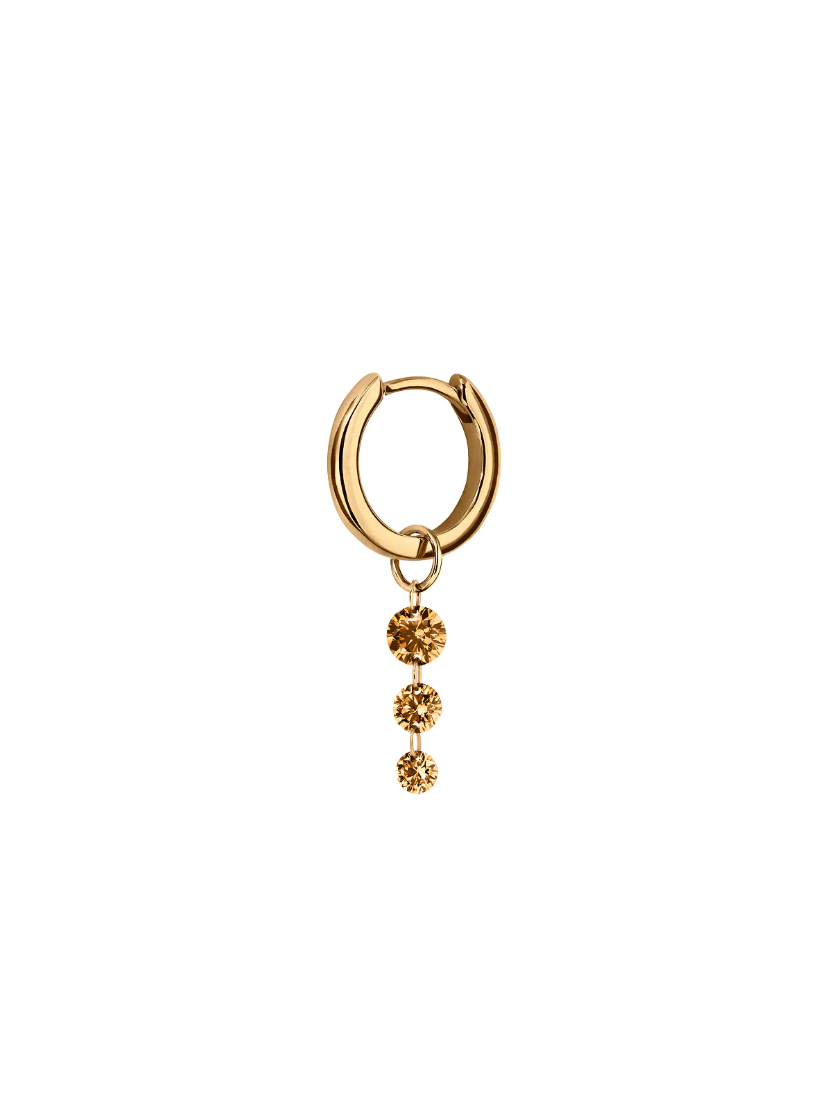 Dorsey - 14K GRADUATED FLOATING HUGGIE EARRING IN CHAMPAGNE LAB DIAMOND, 14K YELLOW GOLD - Image 2
