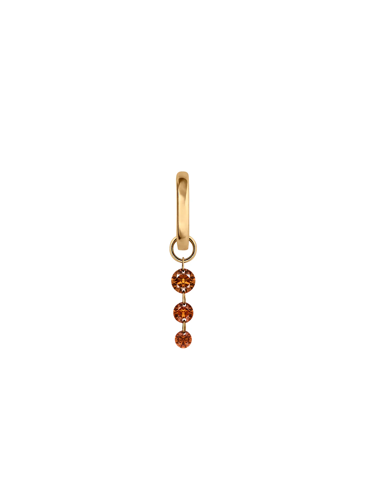 Dorsey - 14K GRADUATED FLOATING HUGGIE EARRING IN COGNAC LAB DIAMOND, 14K YELLOW GOLD