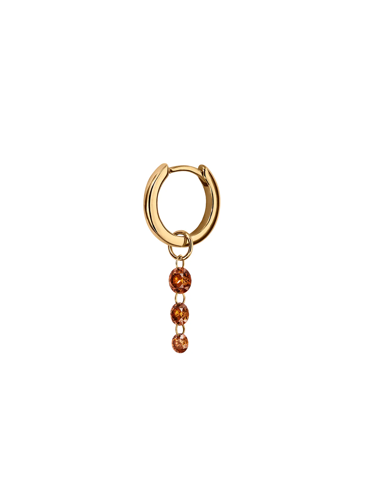Dorsey - 14K GRADUATED FLOATING HUGGIE EARRING IN COGNAC LAB DIAMOND, 14K YELLOW GOLD - Image 2